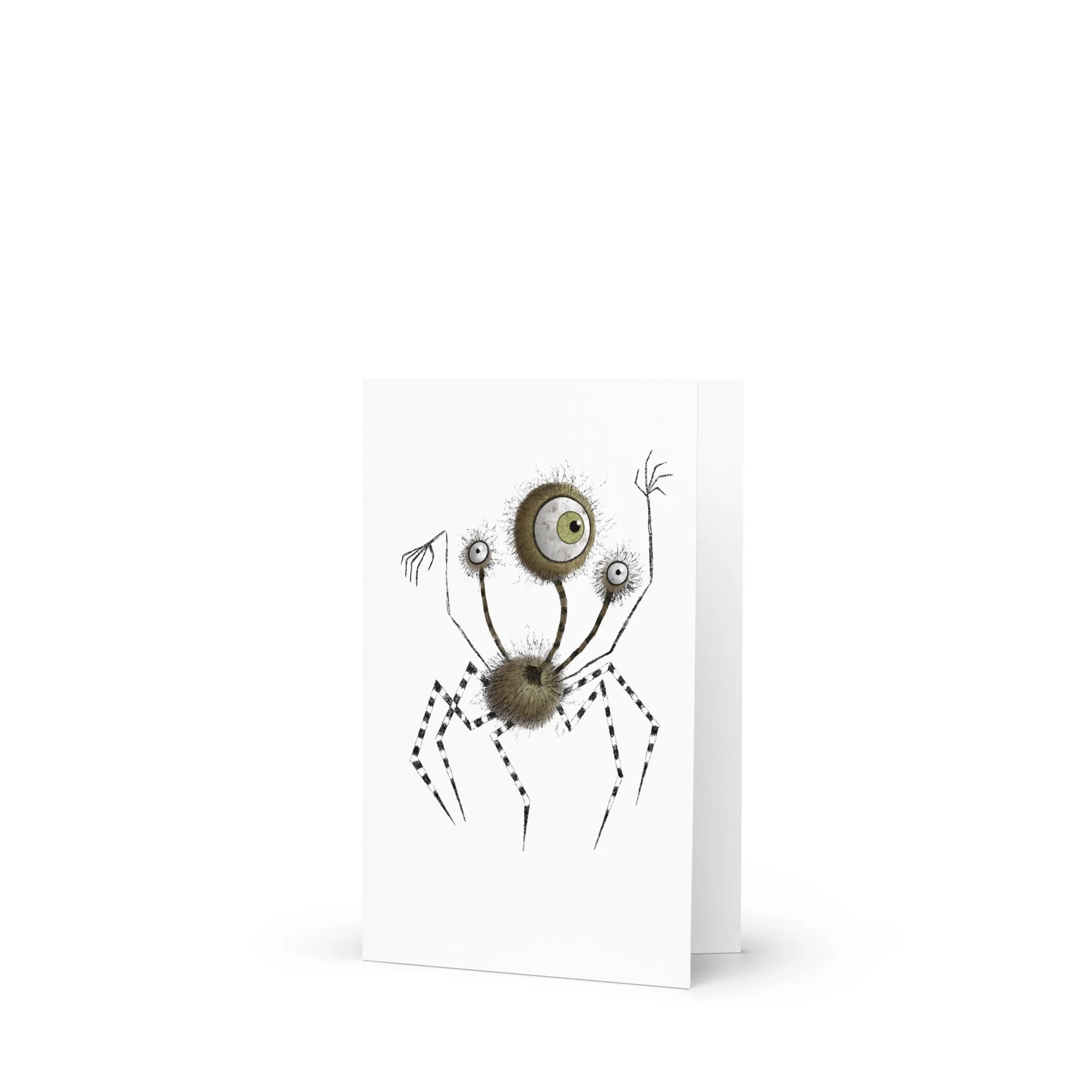 Cyclops Spider greeting card by Jen Vax