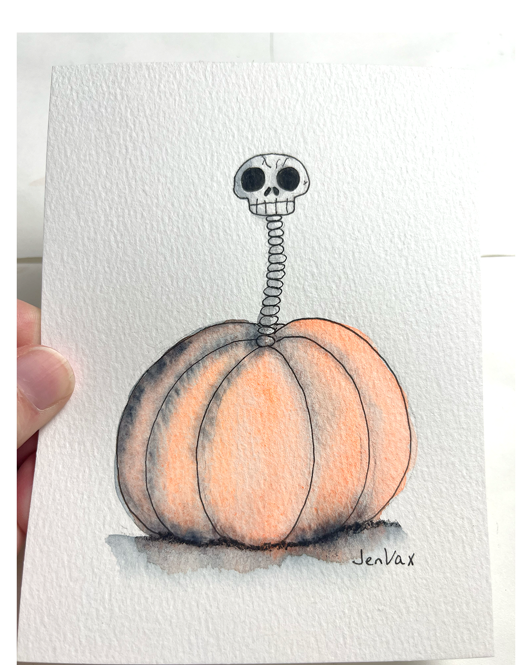 Skeleton Pumpkin – Original Monster Drawing