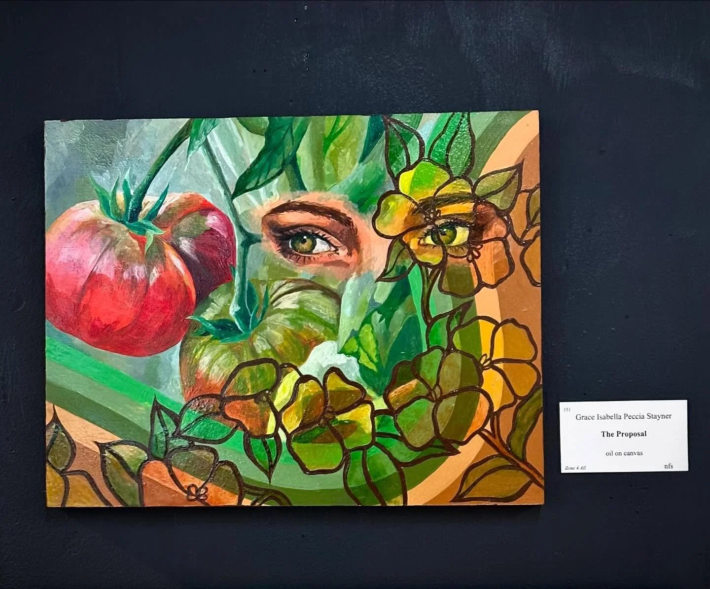 Got to see my painting @new_zone_gallery today! Please go check out all the amazing local art in downtown Eugene. 💚
