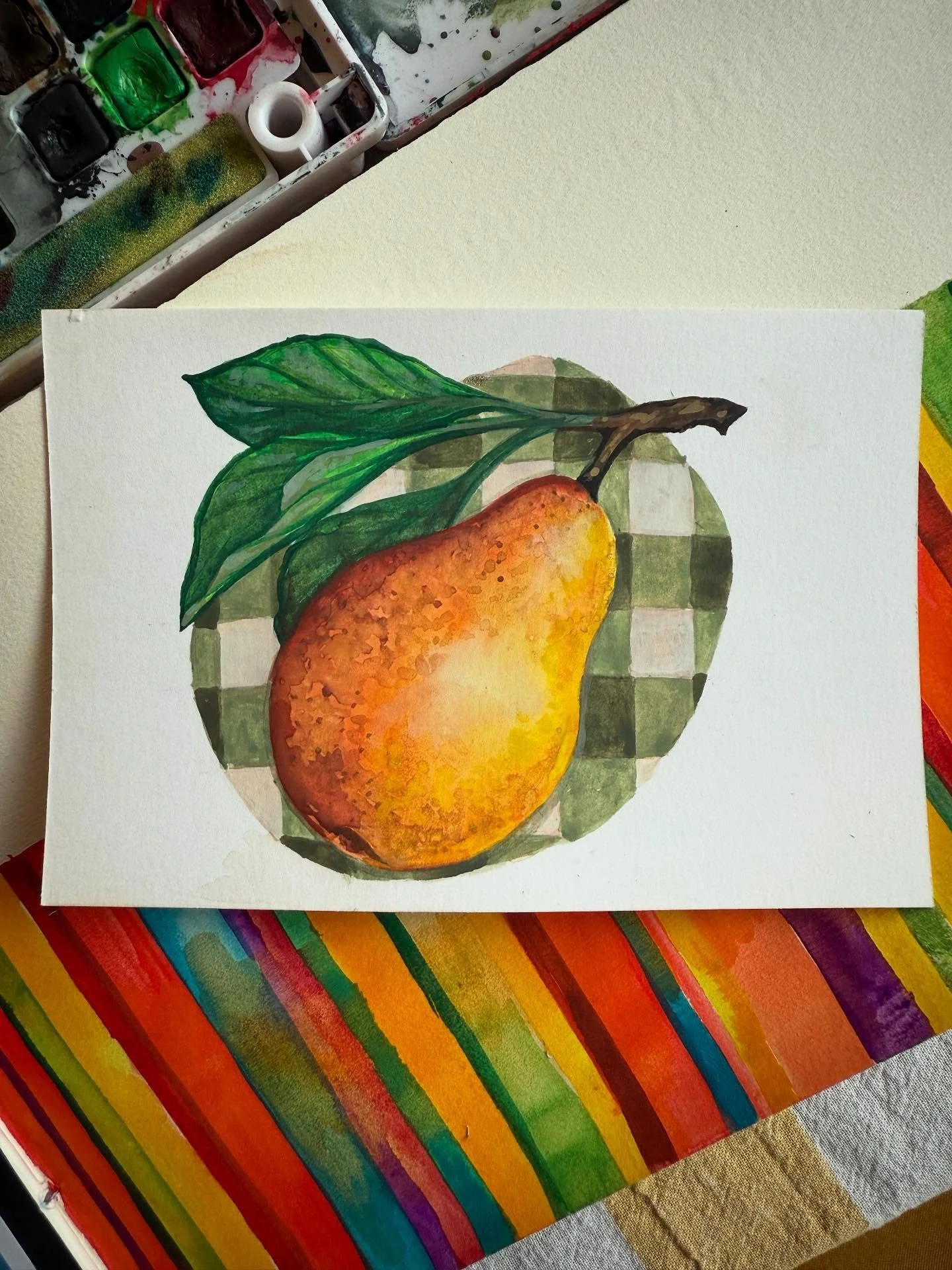 A little pear watercolor to celebrate the first day of September 🍂🍁🍂