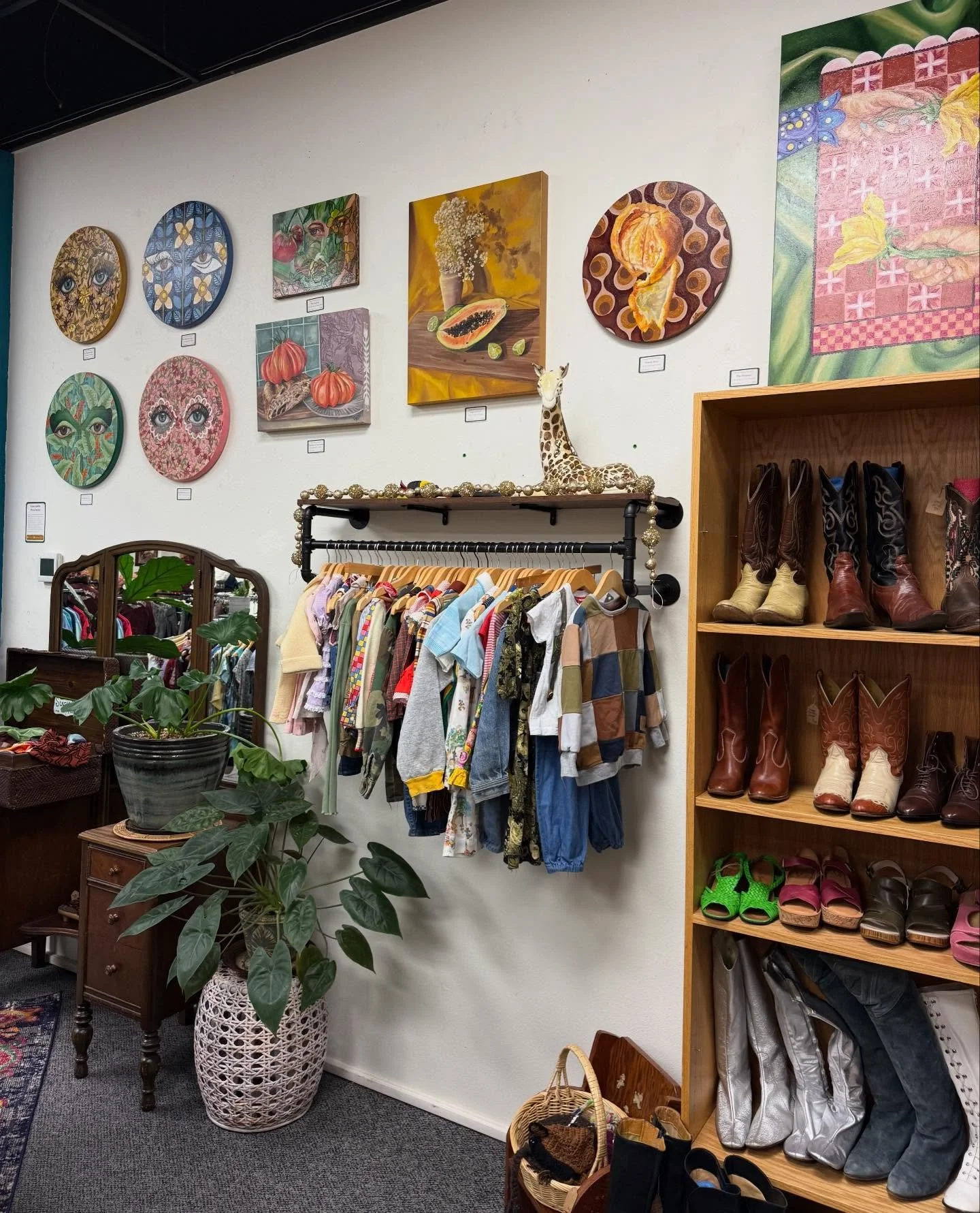 My paintings will be @bumbleboutique.eug  for the month of December. ❄️

The opening reception will be tomorrow Dec 5th from 5:30-8:00pm. Stop by and say hi if you are around. 💜

Bumble Boutique is an amazing Vintage store located in downtown Eugene