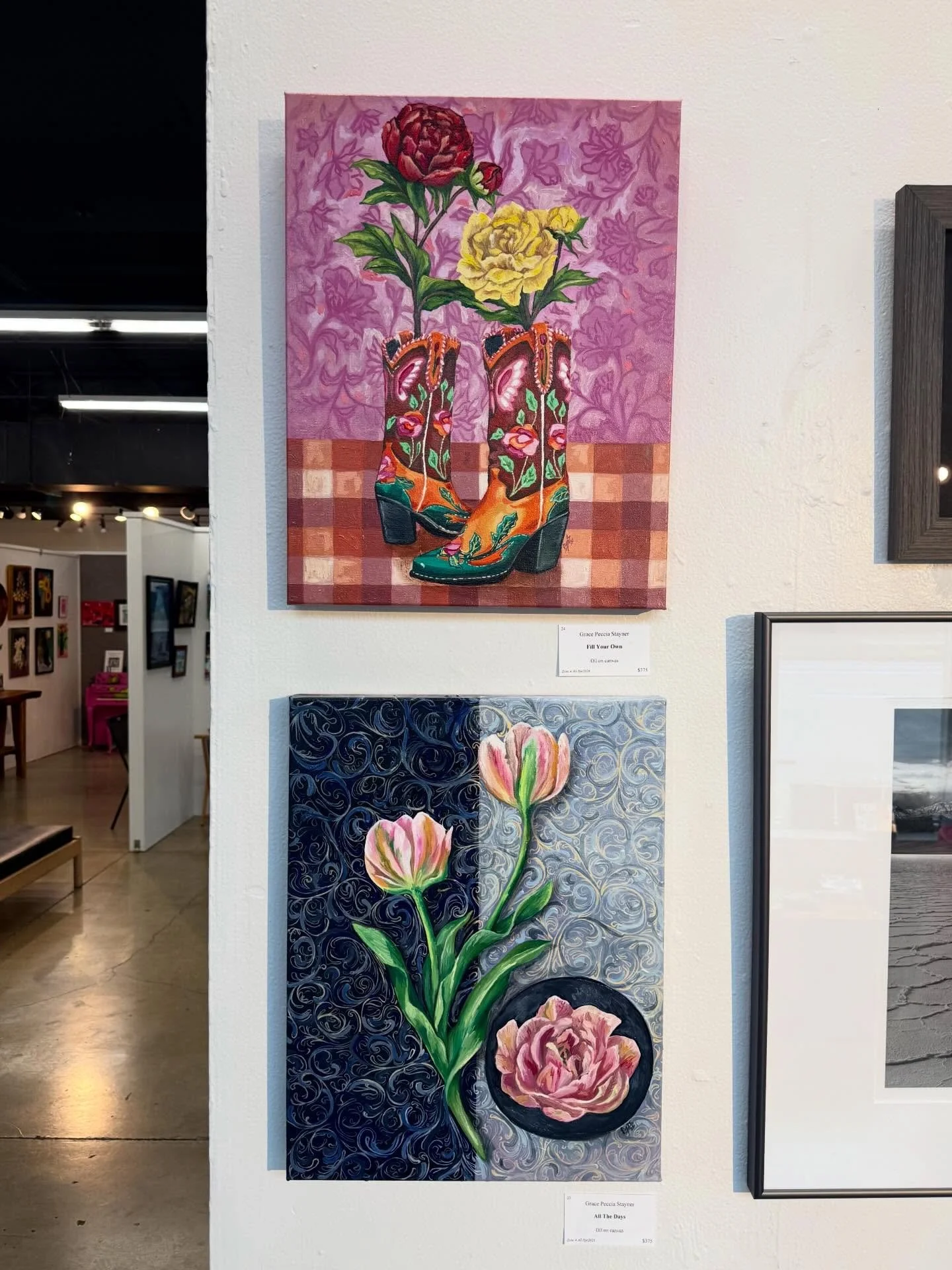 These two paintings are available @new_zone_gallery in downtown Eugene for the rest of the March 🥰