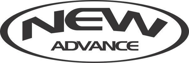 Logo with the words "New Advance" inside an oval shape.