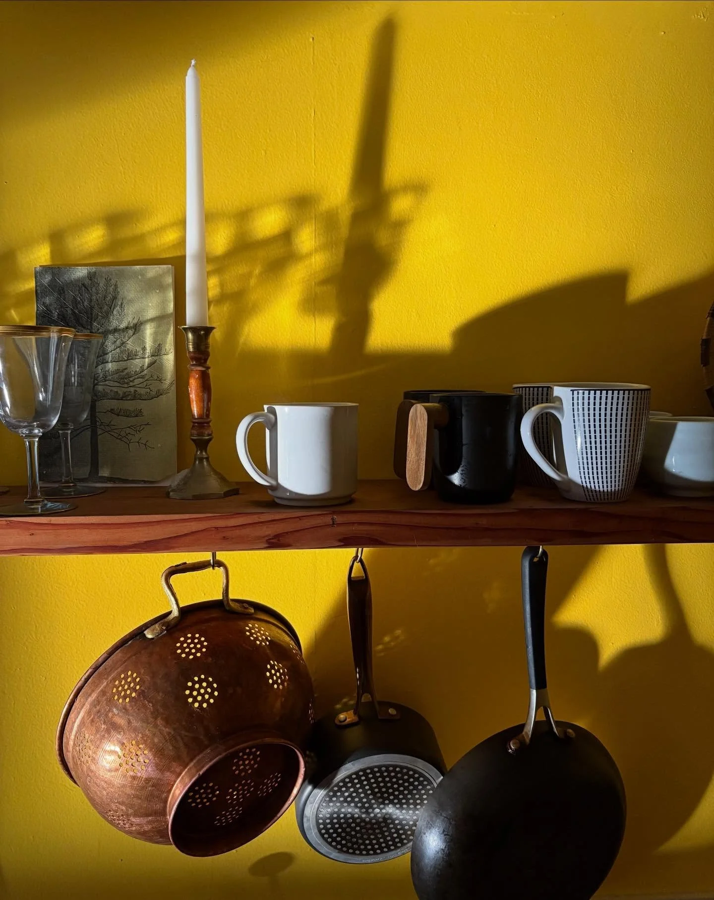 Yellow was never a color I gravitated towards in the past. My current rental has me redefining my relationship to it though. The kitchen is a sunny yellow. Bright! Loud! Saying: hey! I&rsquo;m important too, ya know. 

In color psychology, yellow = w