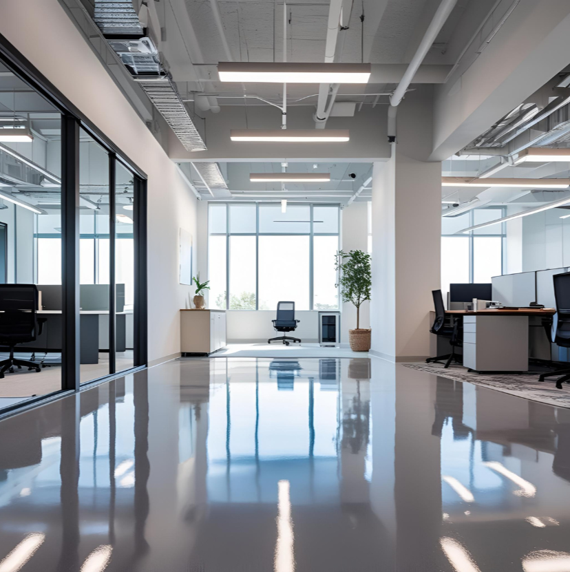 Solid epoxy flooring in a professional office space in Northern Virginia