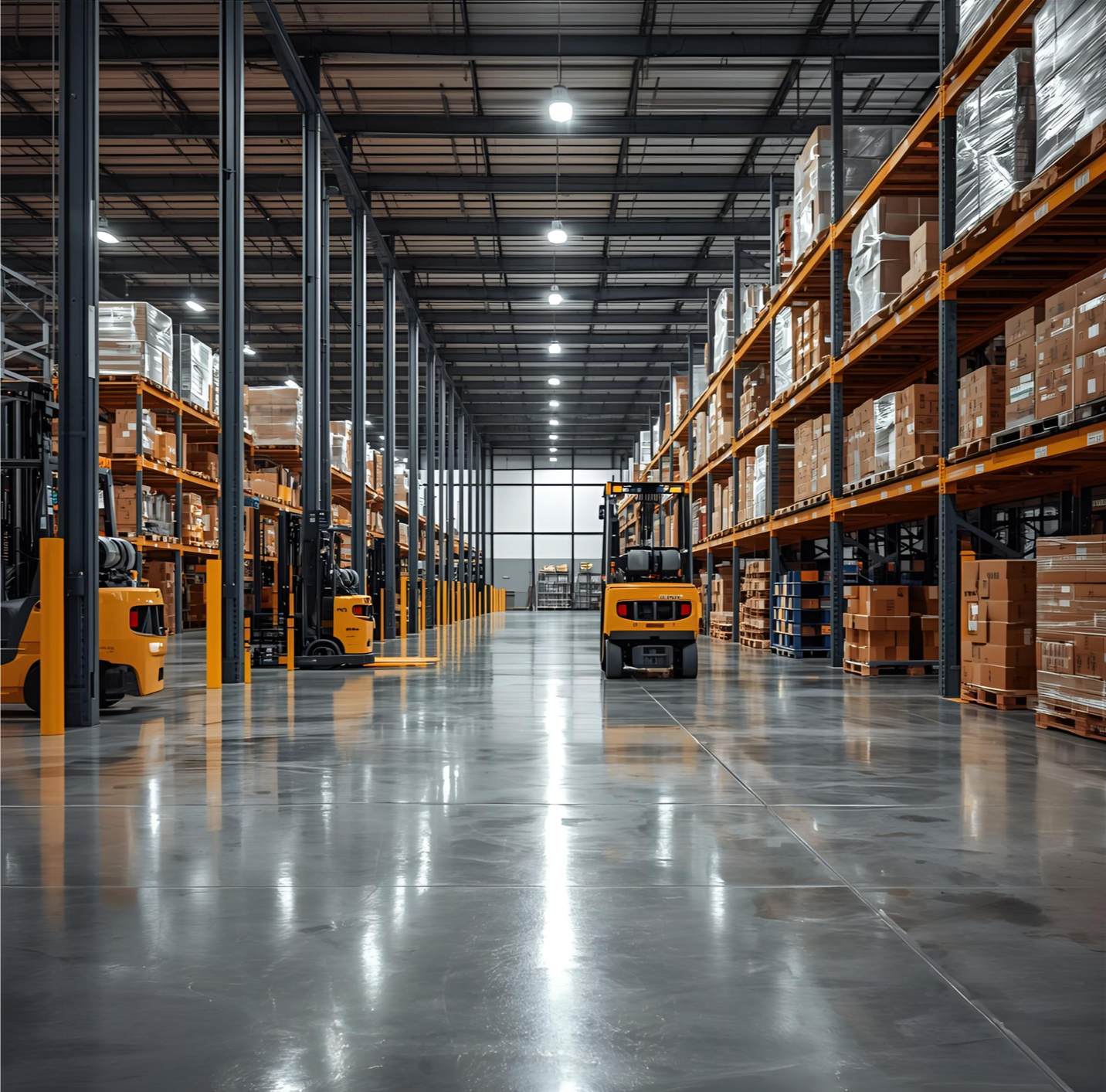 Polished concrete floor in a Northern Virginia warehouse
