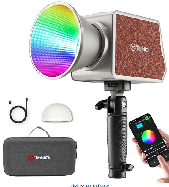 Tolifo 100W RGB LED Video Light, Portable 360° Full Color Studio Lights, 2700K-6500K CRI97+ 20 Effects