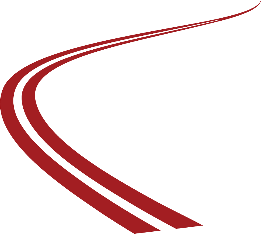 Decorative red swoosh graphic