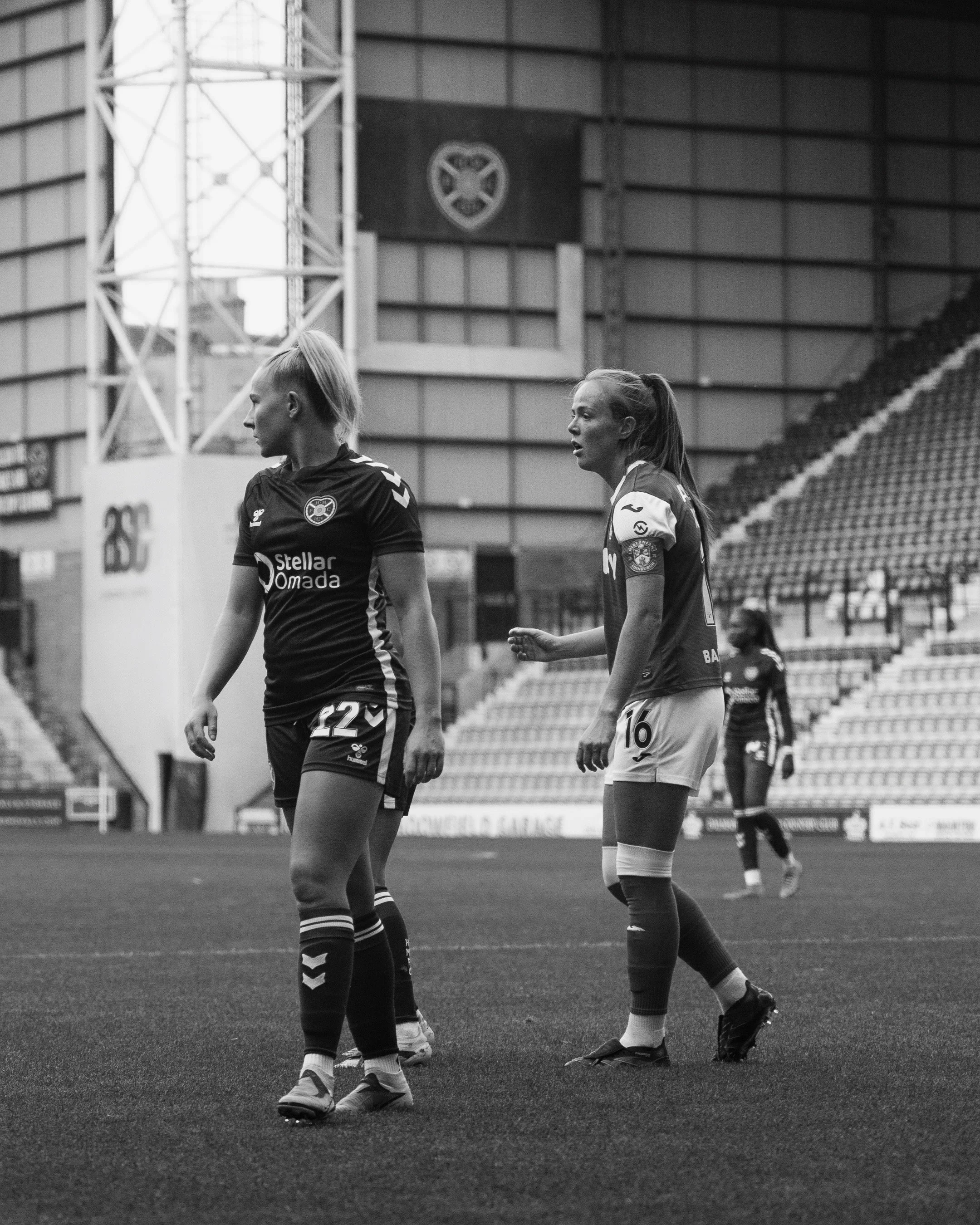Hibernian Women and Hearts Women playing professional football at Tynecastle Park