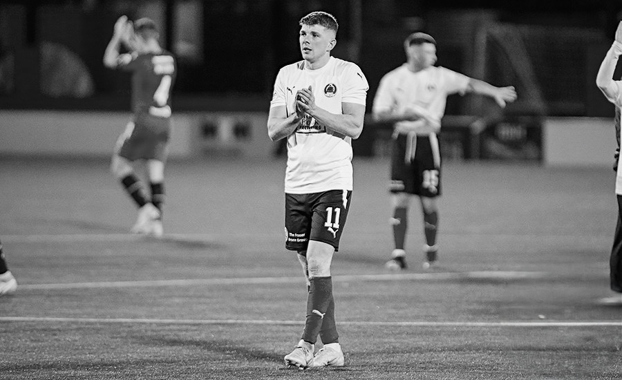 Kurtis Roberts playing professional soccer in Scottish league match for Clyde FC