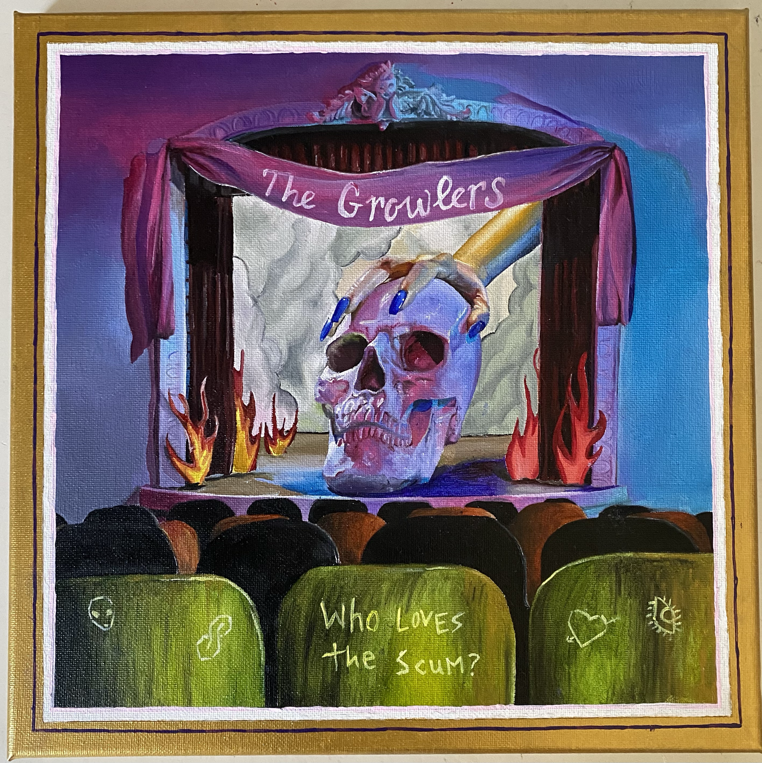 Who Loves The Scum? - Oil on canvas 14" x 14": Album Cover (2020)