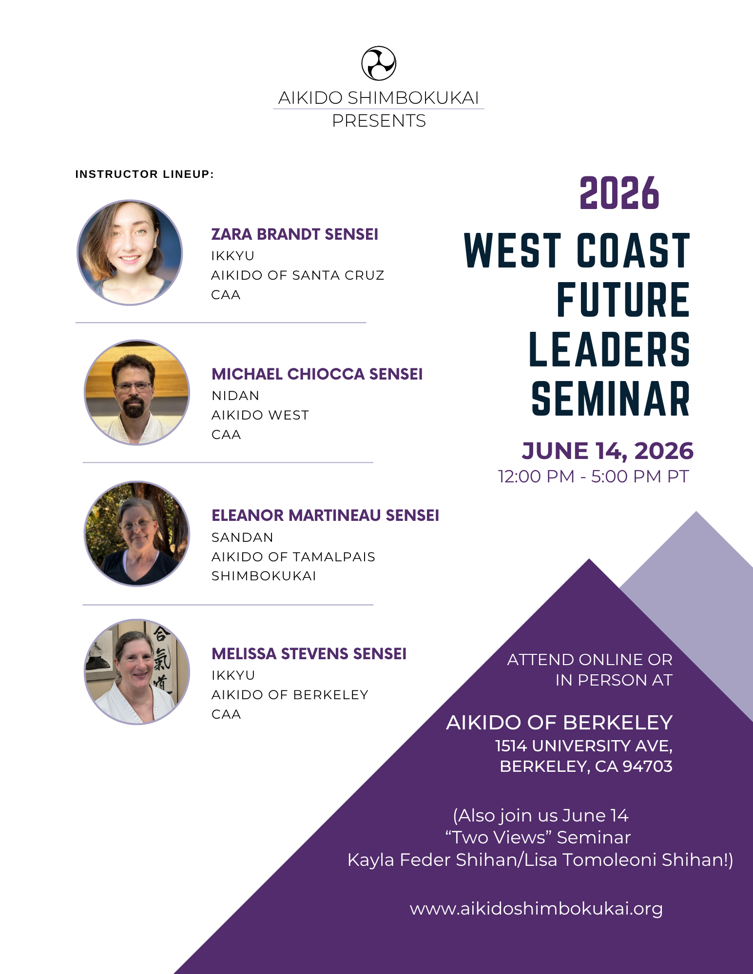 Aikido Shimbokukai 2026 West Coast Future Leaders Seminar (In Person &amp; Virtual)