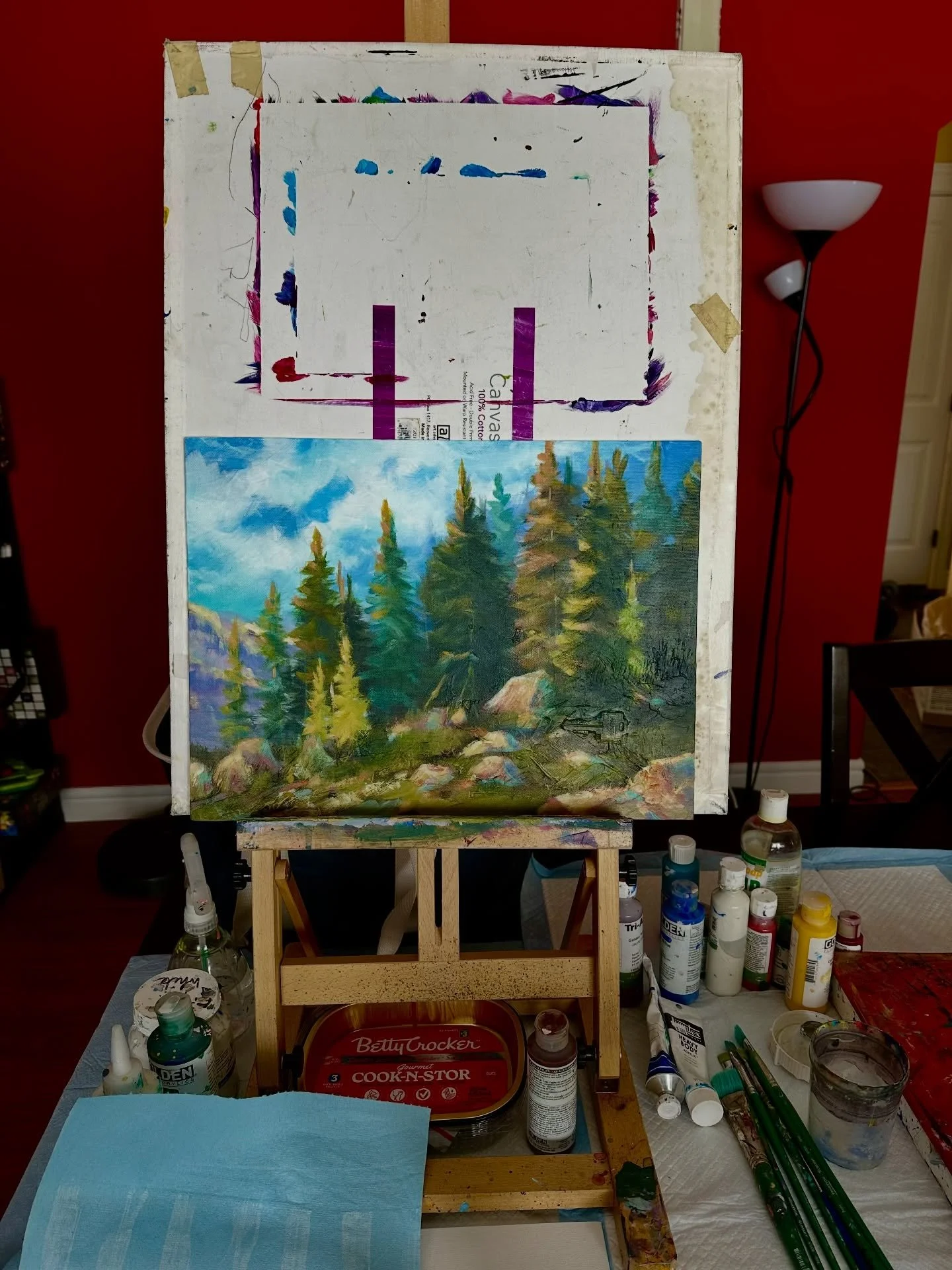 At my daughters house this week up north. Taking a little time to practice painting trees. 
I started this Elkwater landscape at a workshop and thought I&rsquo;d see what I can do with it&hellip; it has me buzzing with excitement. I&rsquo;m painting 