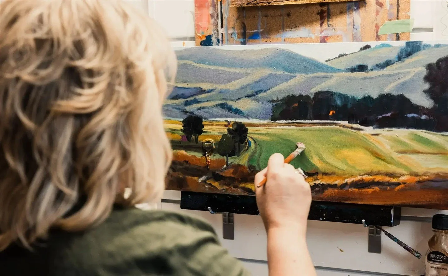 Prairie colours come alive beneath my brush. 

Ever wondered how a memory becomes a painting? Each stroke is a story, each layer a piece of home. 
Today, I&rsquo;m recreating a similar painting purchased by a collector. I&rsquo;m building up the gold