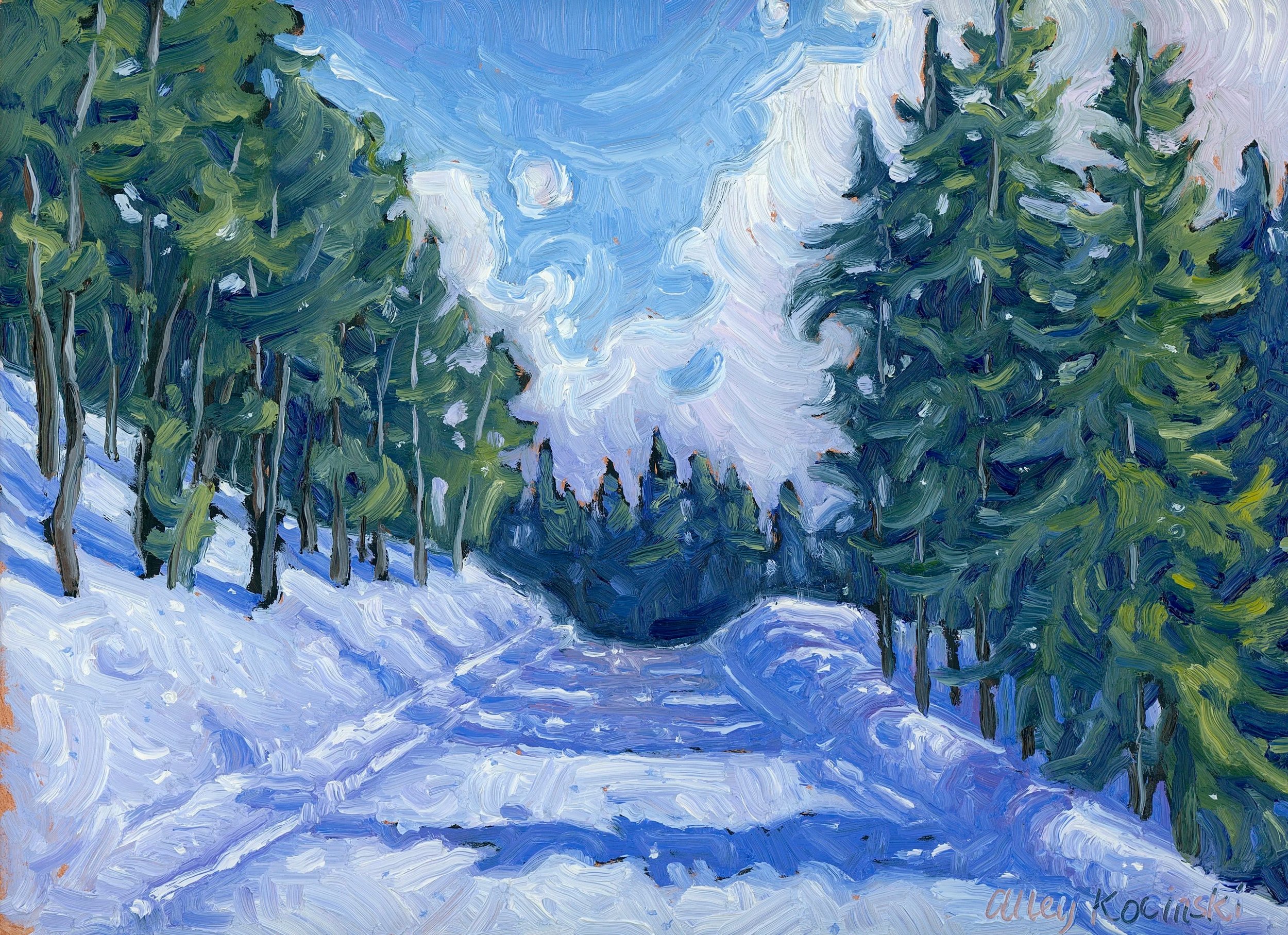 "In Air That's Cold and Crisp" 9x12 oil, available