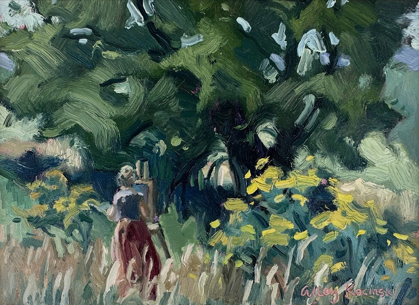 "The Painter" 6x8 oil, Loveland Colorado, NFS