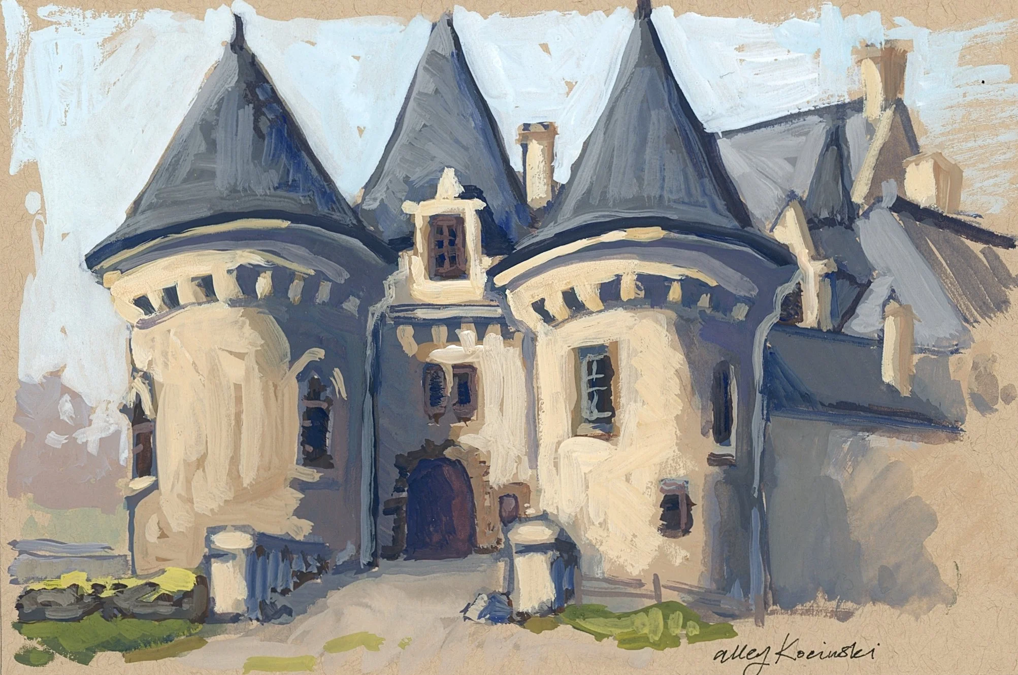 Chateau Entry, gouache, NFS