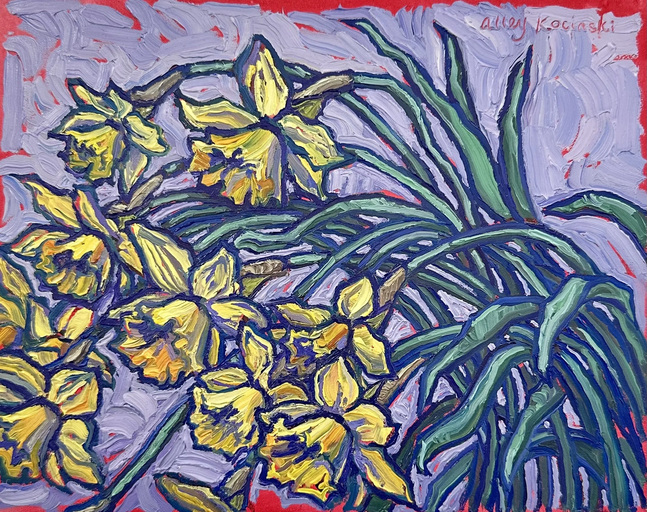 Daffodils Plein Air 8x10 oil, available