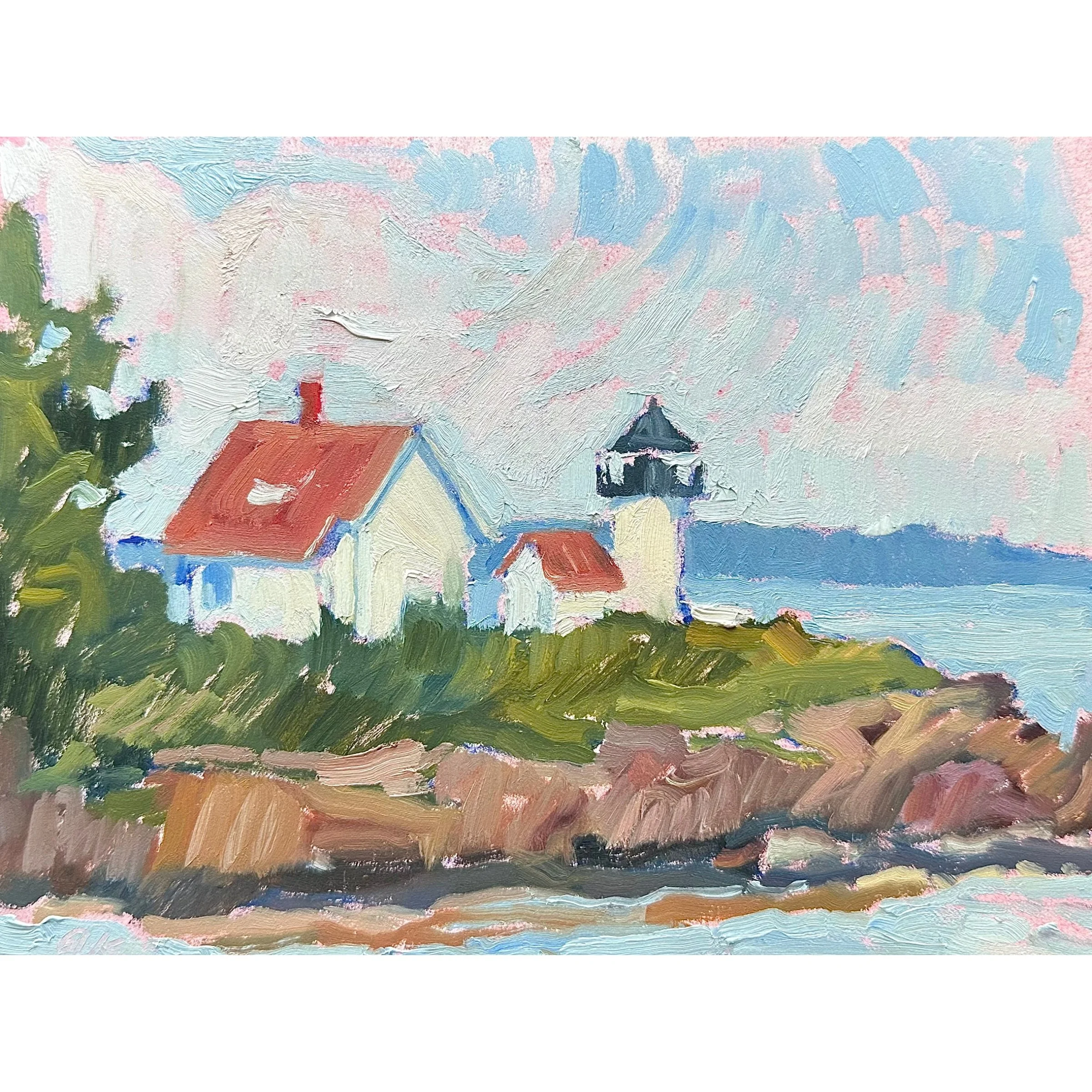 Curtis Island Lighthouse Plein Air - 6x8