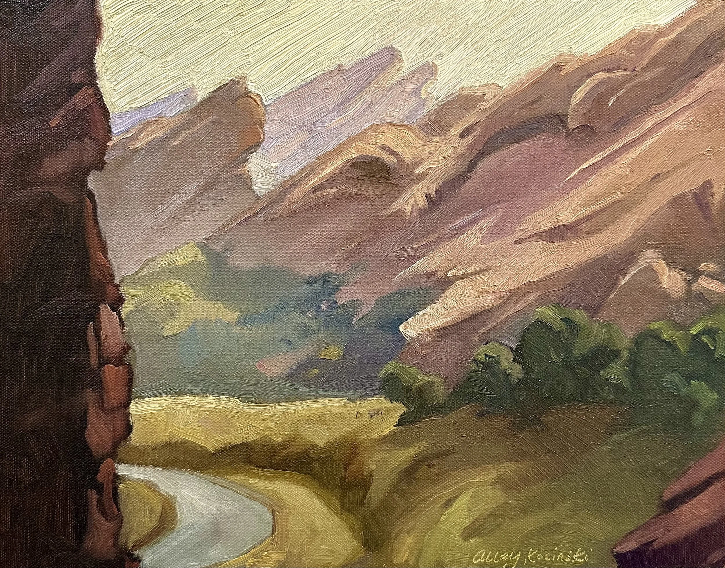 11x14 oil, Red Rocks park, available