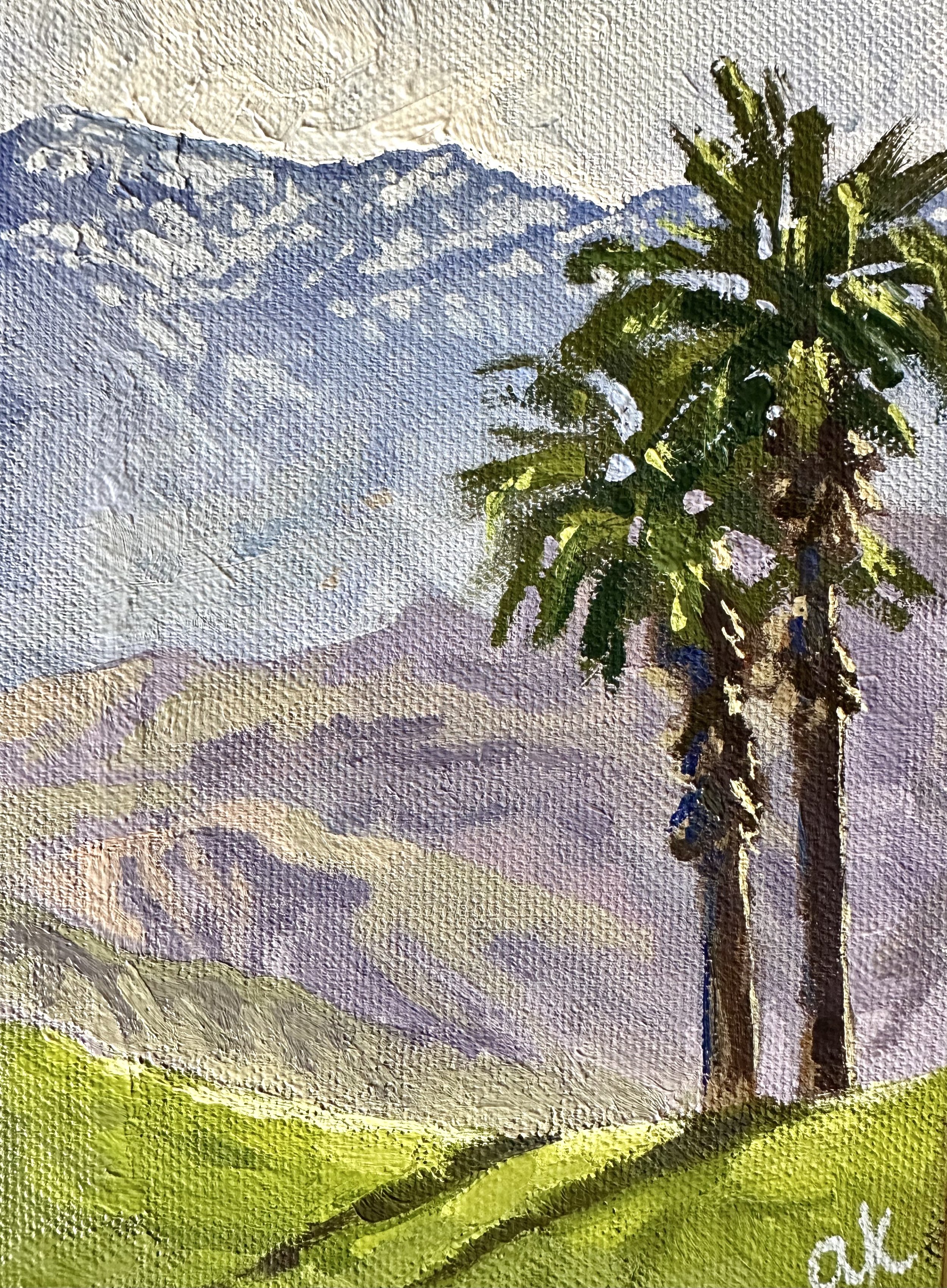 "Palm Trees" 5x7 acrylic, Palm Desert California, available