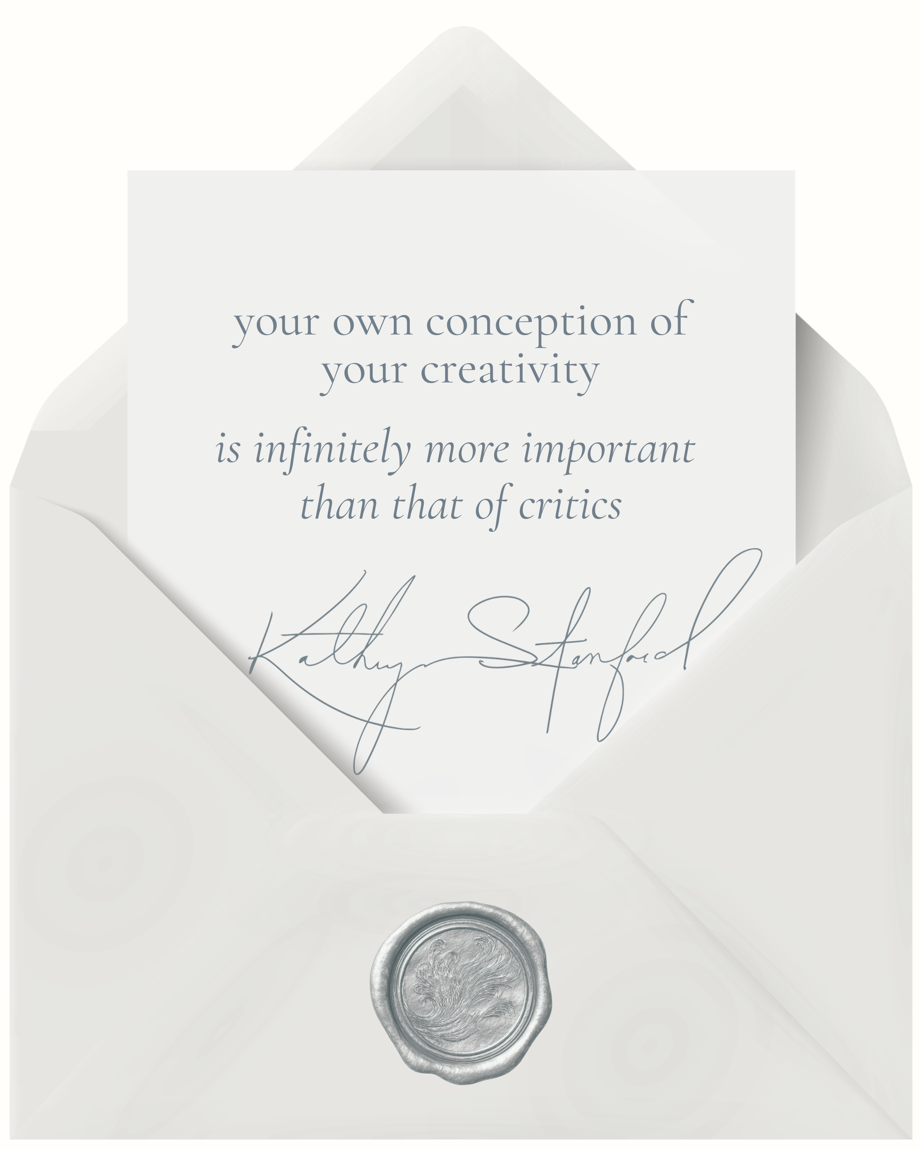A letter with a silver seal at the bottom with Kathryn Stanford's signature.
