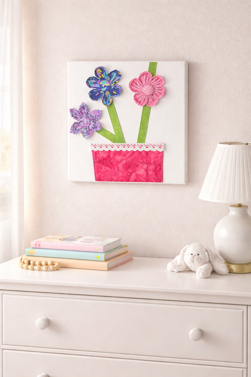 Hair Clip Holder Wall Organizer Fabric Flower Barrette Holder Girls Room Decor Hair Bow Display Nursery Wall Decor