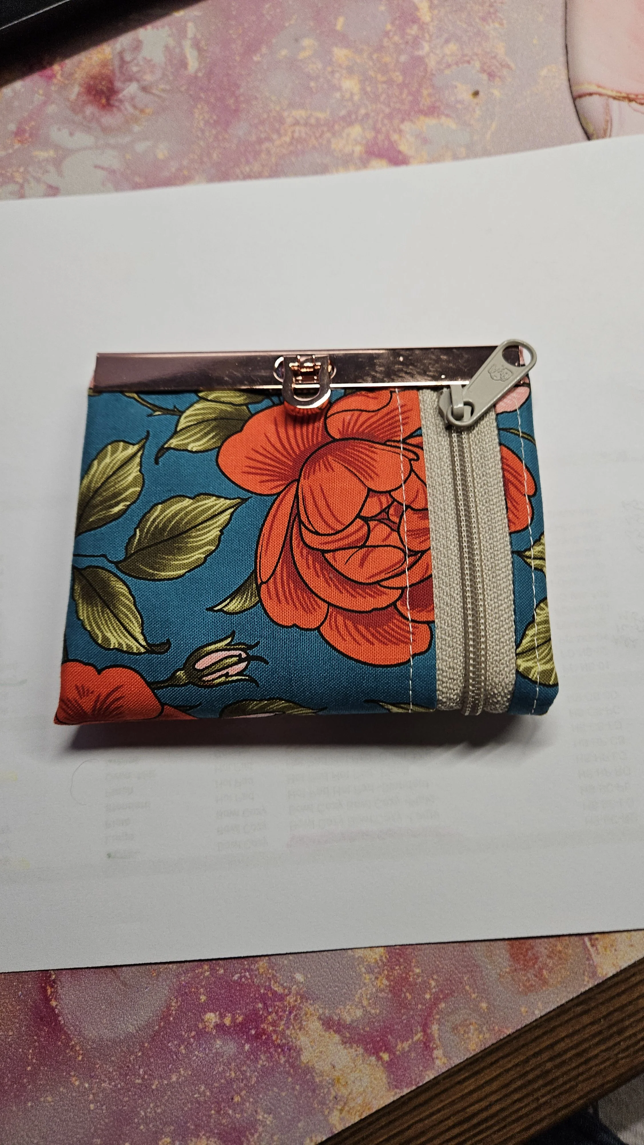 Mini Fabric Wallet Small Card Wallet Zip Coin Wallet Compact Wallet Minimalist Wallet Handmade Gift