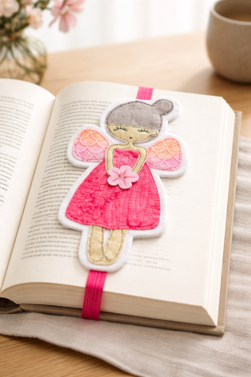 Spring Fairy Book Band Fabric Bookmark Elastic Book Strap Book Lover Gift Fantasy Reader Gift Journal Band Book Accessory