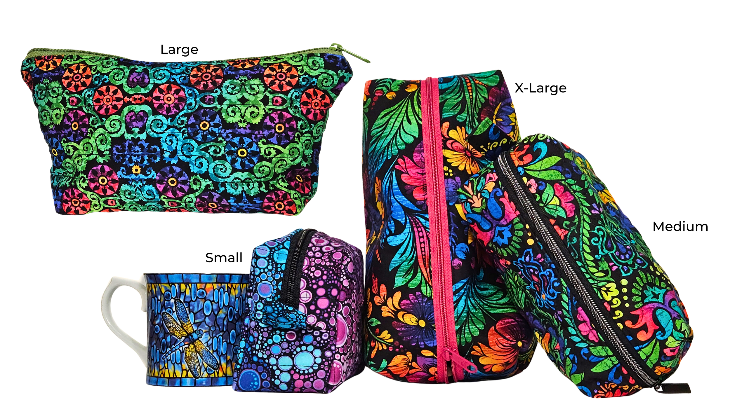 Boxy Zipper Pouch Cosmetic Bag Fabric Makeup Bag Handmade Travel Pouch Toiletry Bag Organizer Gift