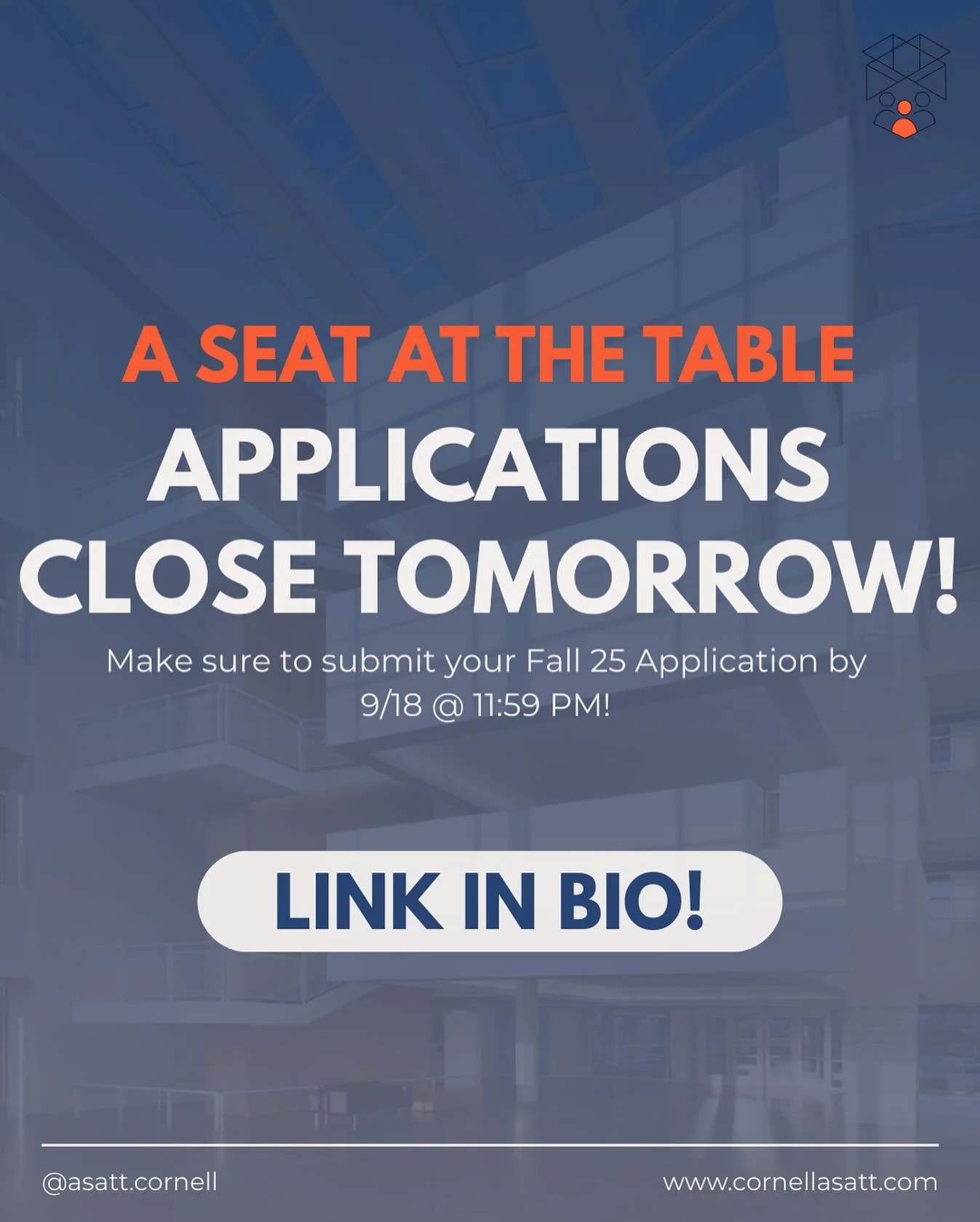OUR FALL 25 APPLICATIONS CLOSE TOMORROW!!! Make sure to submit your application by tomorrow, 9/18 @11:59 PM! Application form can be found on our LinkTree in our bio! 😸