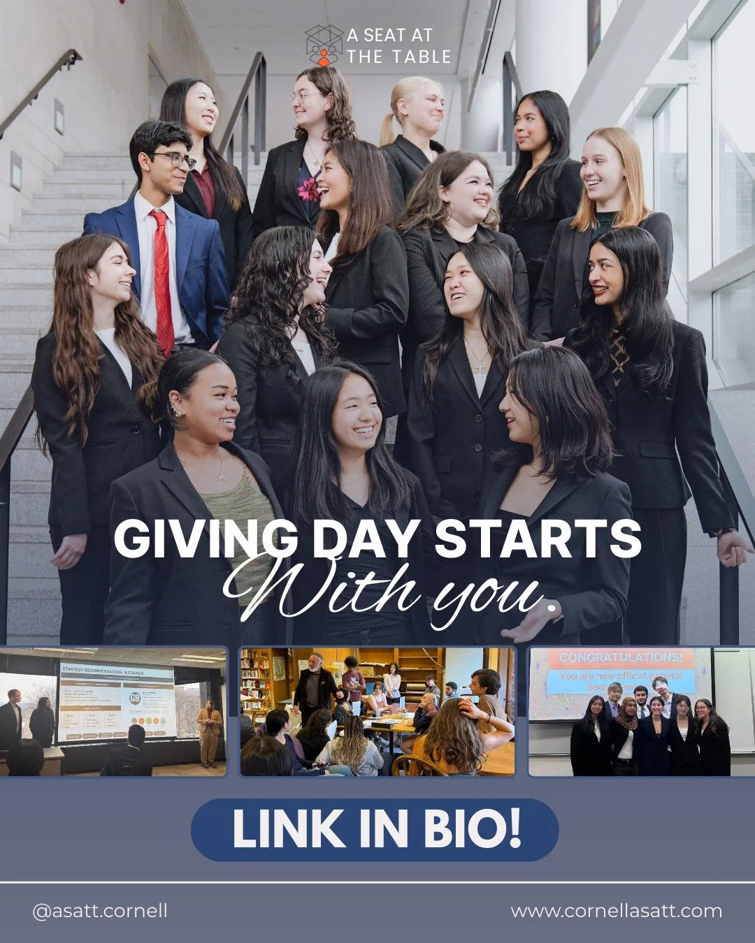 TODAY is GIVING DAY at Cornell University! Giving Day is a 24-hour opportunity for alumni, friends, and supporters to invest directly in student organizations making an impact.

At A Seat At The Table, we believe business should be both ethical and i