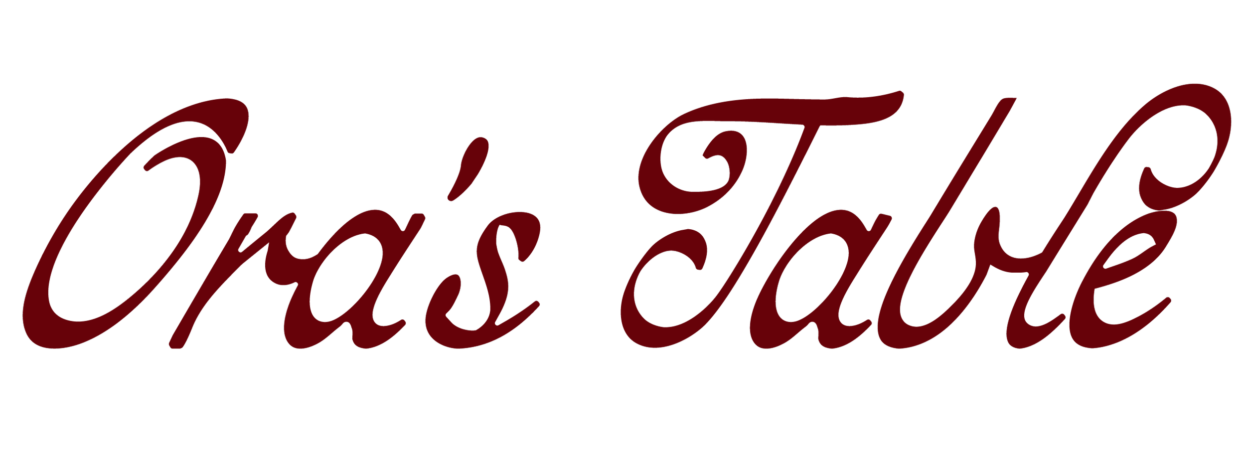 Black background with the words "Opi's Table" written in cursive red font.