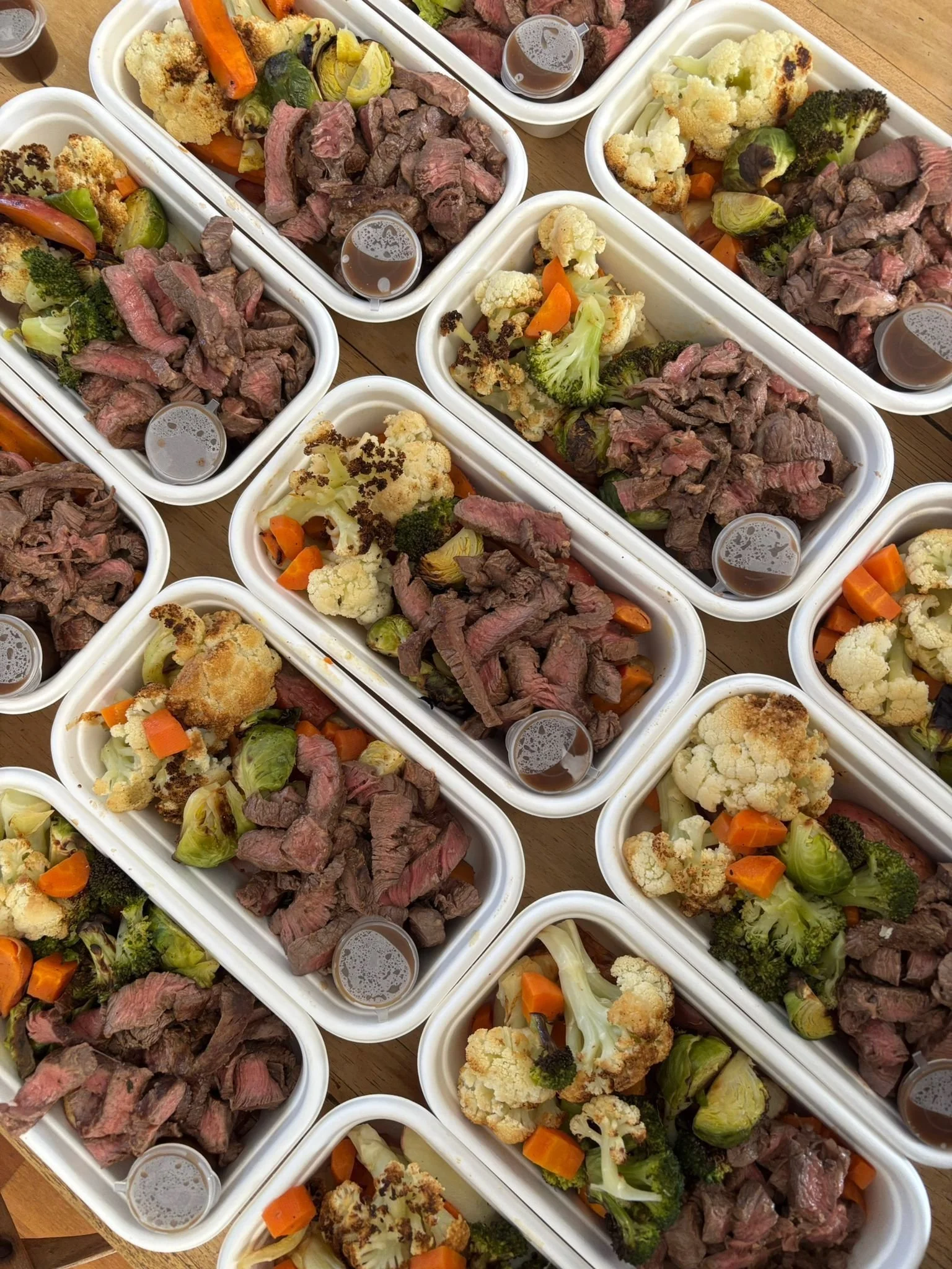 Grass Fed Steak with Potatoes and Seasonal vegetables