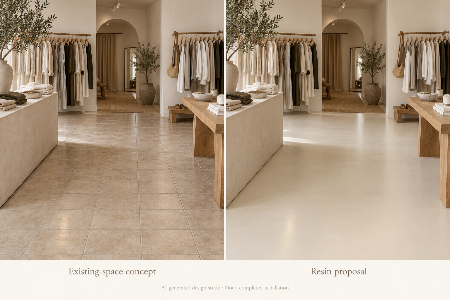 BOUTIQUES · A quiet ivory surface for a refined retail setting.