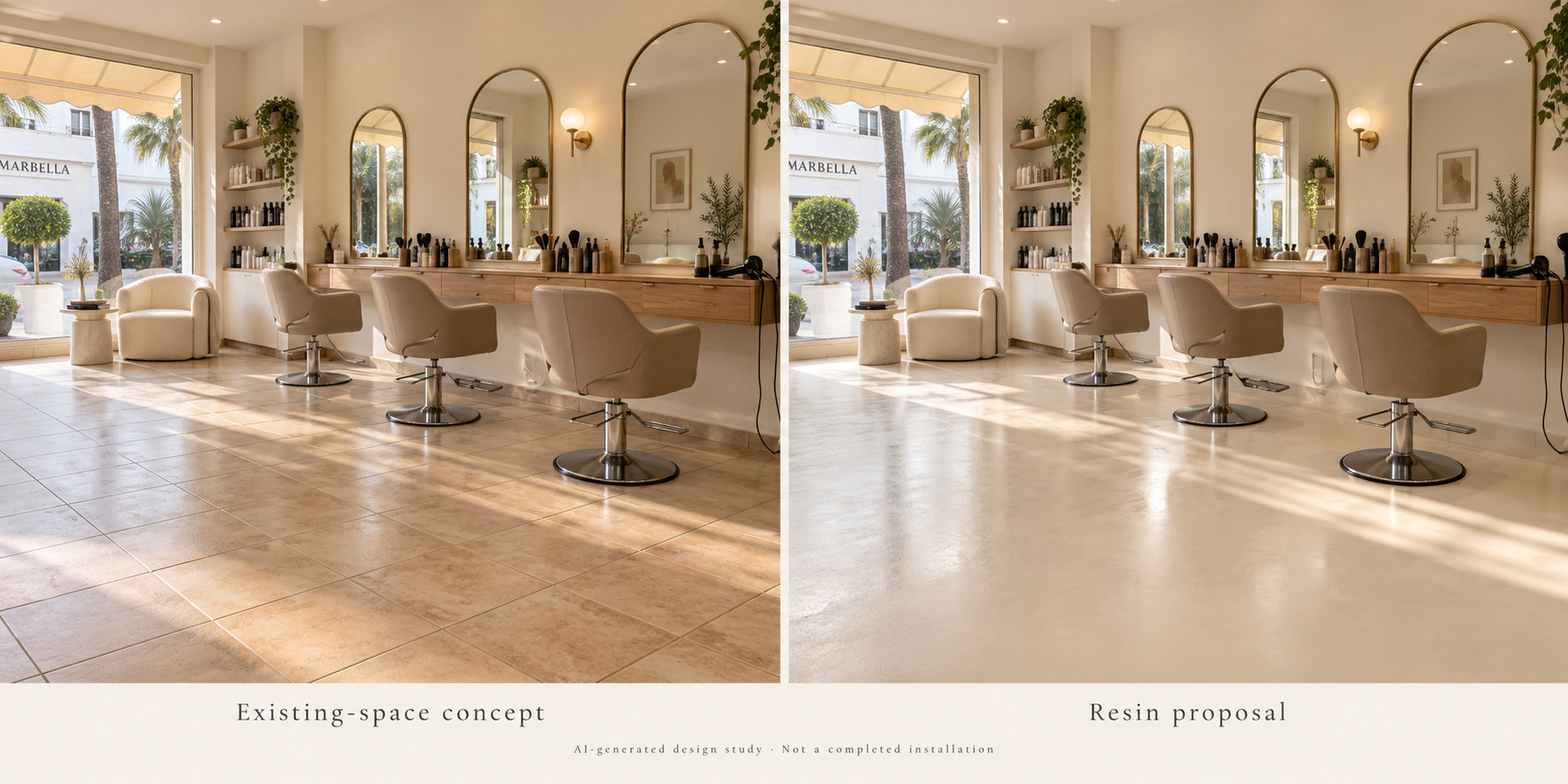 HAIR & BEAUTY · Warm ivory resin and a soft satin finish.