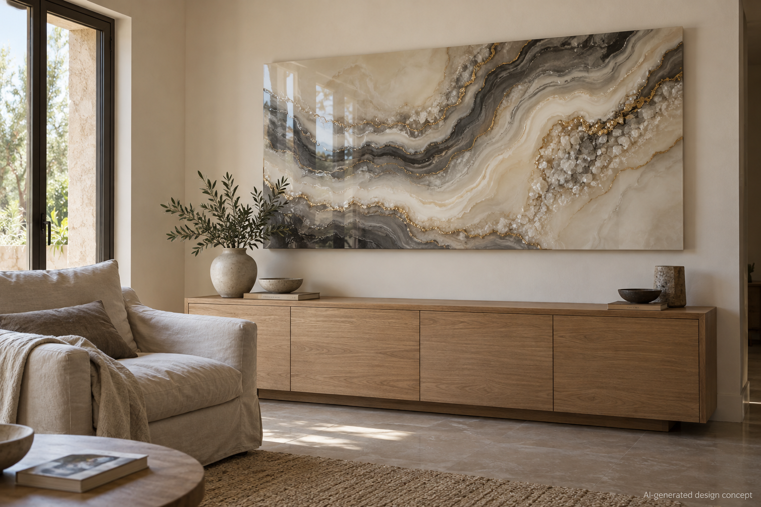 GEODE ART PANEL · Mineral-inspired layers and a glass-like finish.
