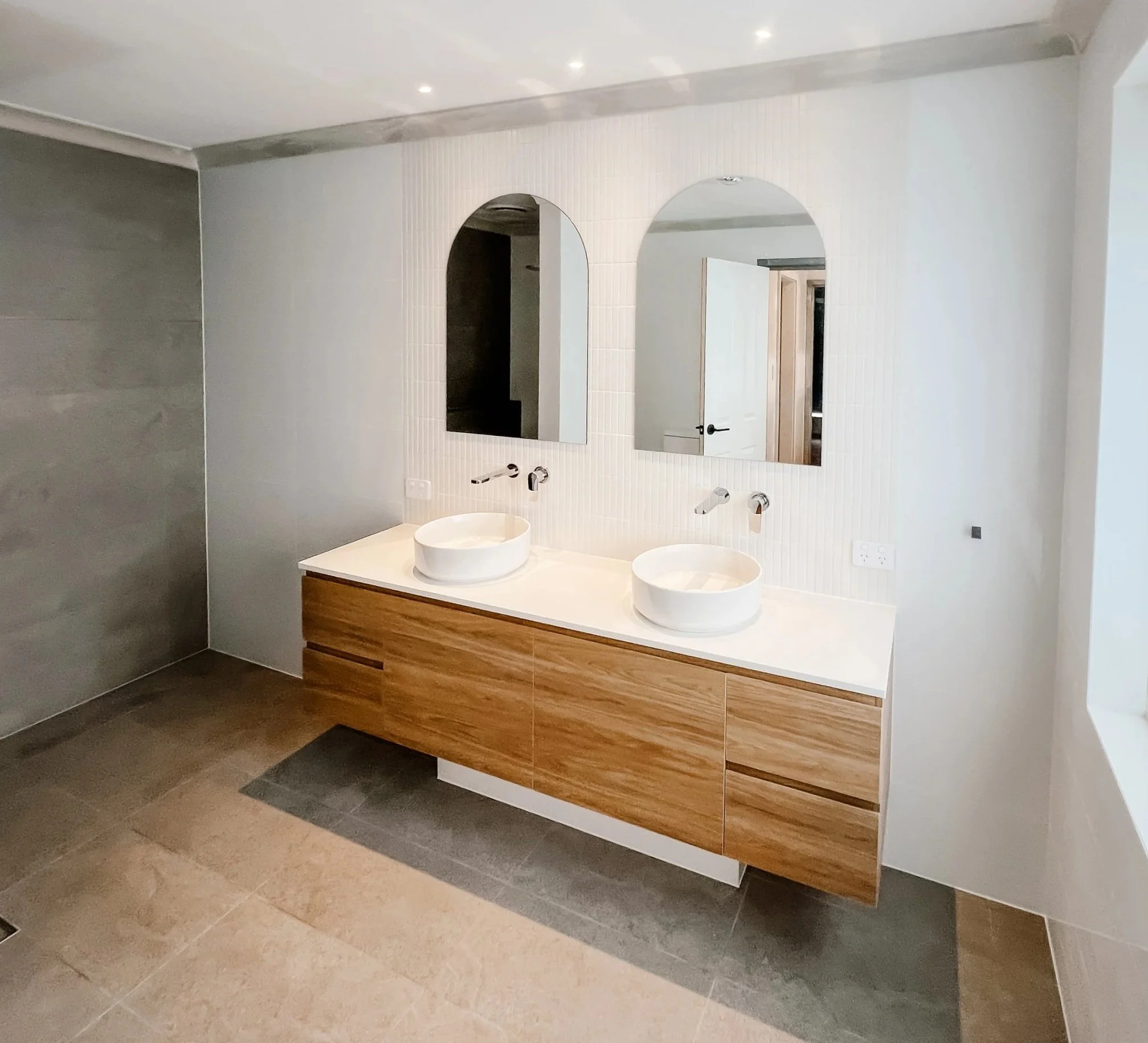 Modern bathroom renovation after house extention by local busselton builder