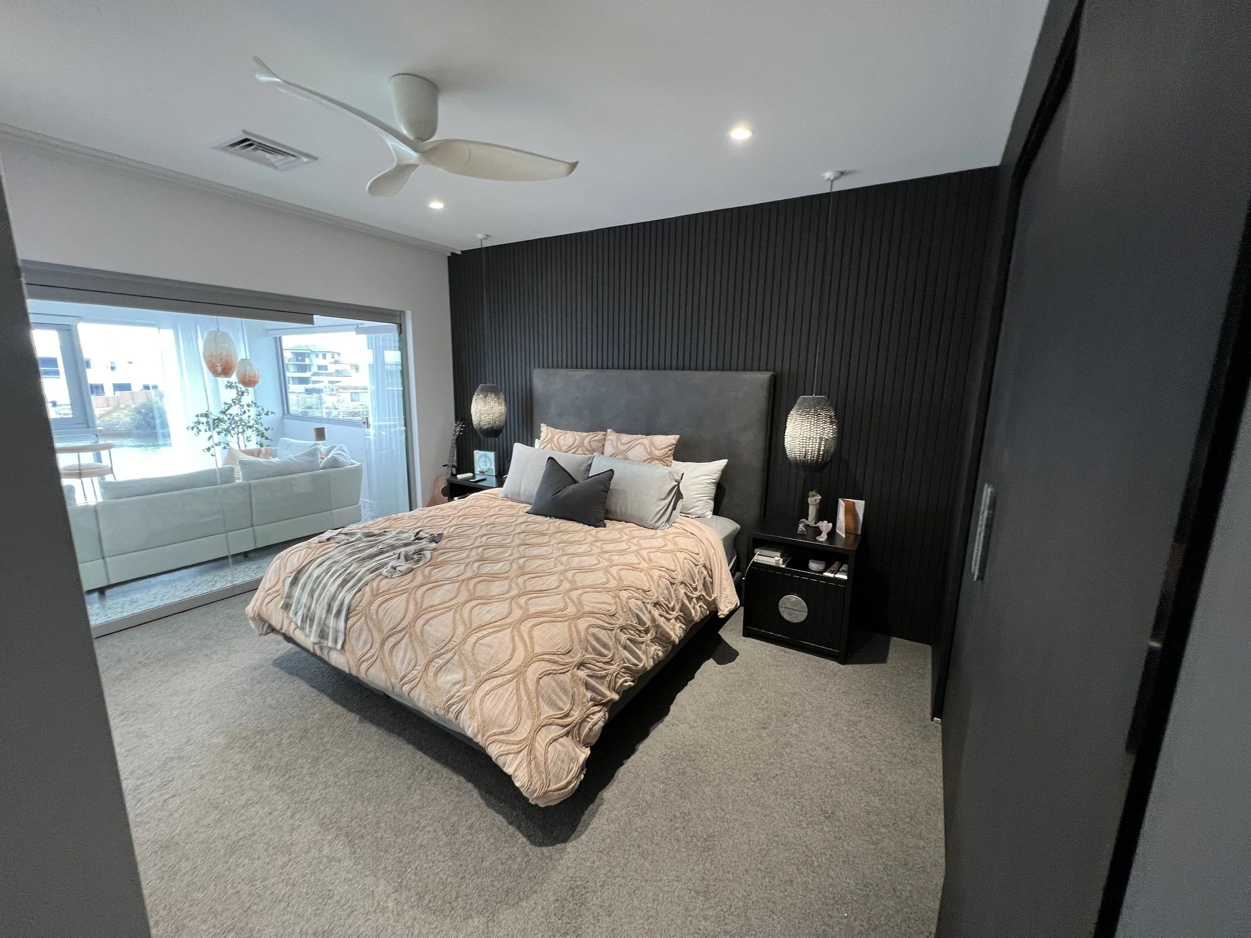 Modern bedroom in completed granny flat/ancillary dwelling by custom builder