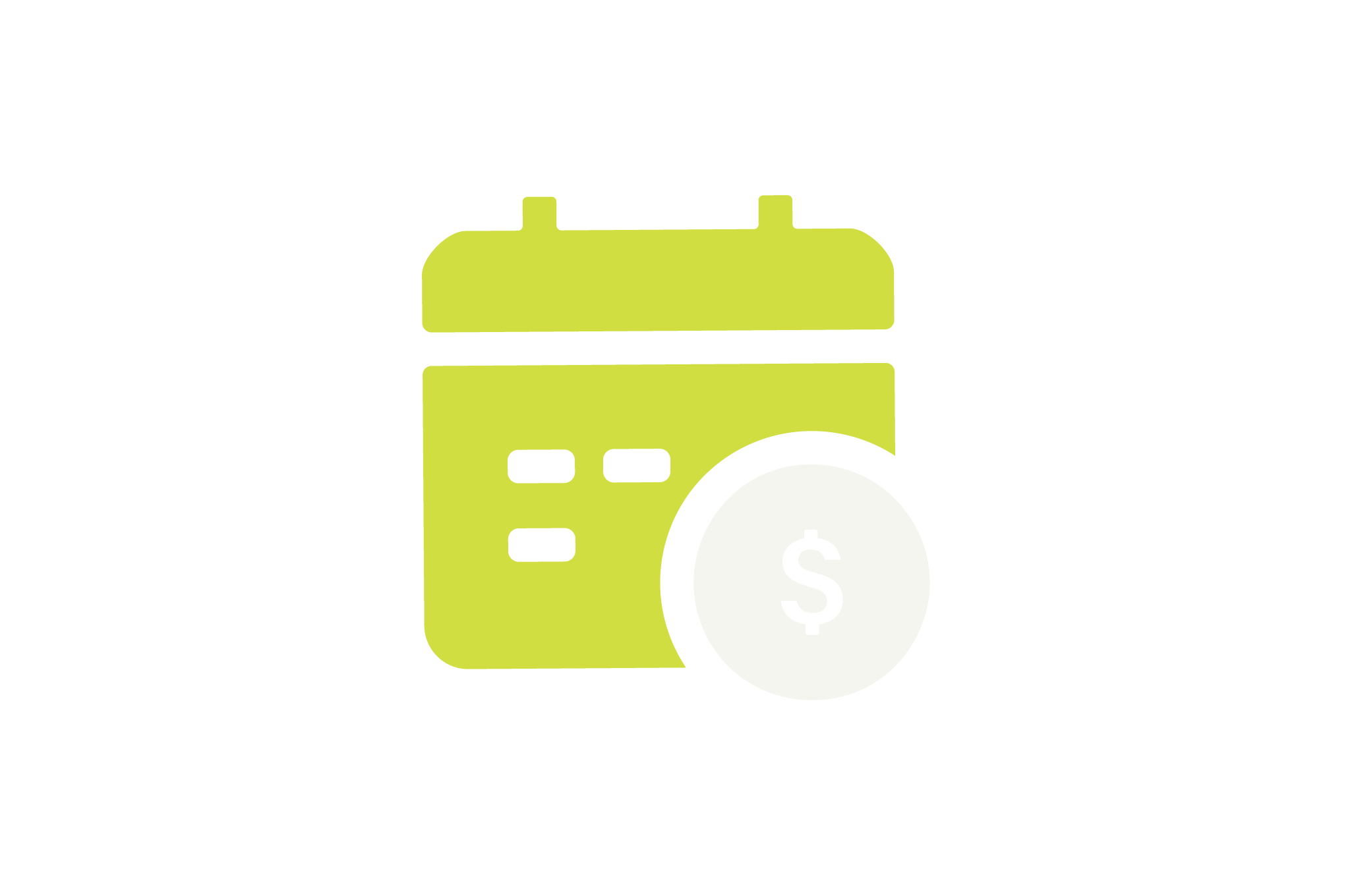 Green and black icon of a credit card with a dollar sign coin in front.