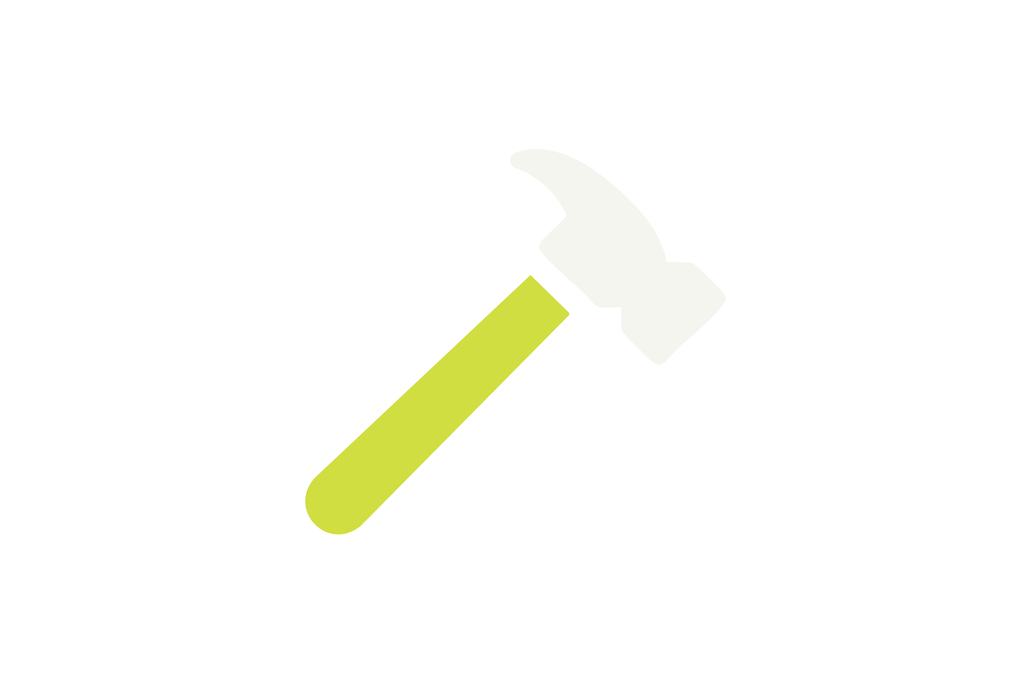 An icon of a hammer being used for a house renovation and custom home build