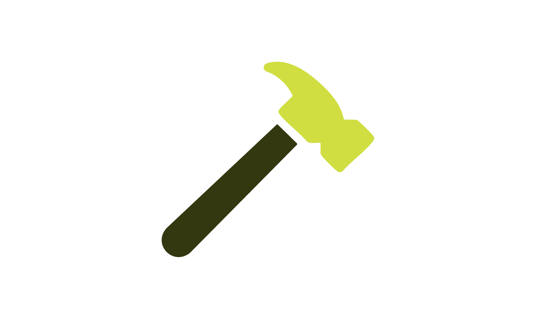 An icon of a hammer being used for a house renovation and custom home build