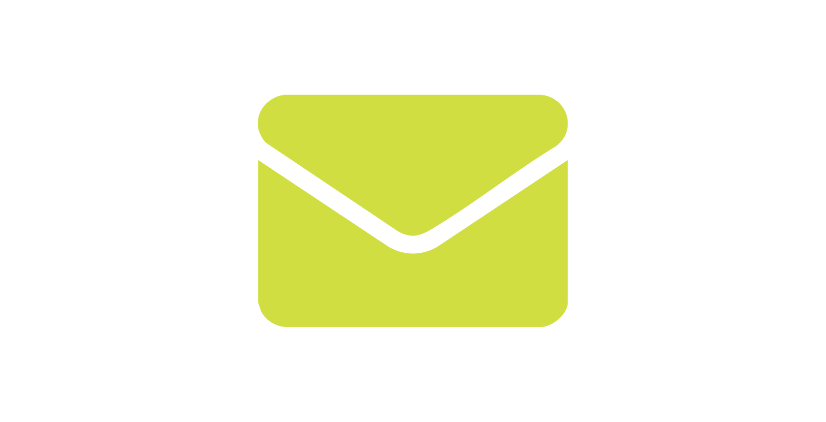 Green square with a black-outlined mail envelope icon in the center.