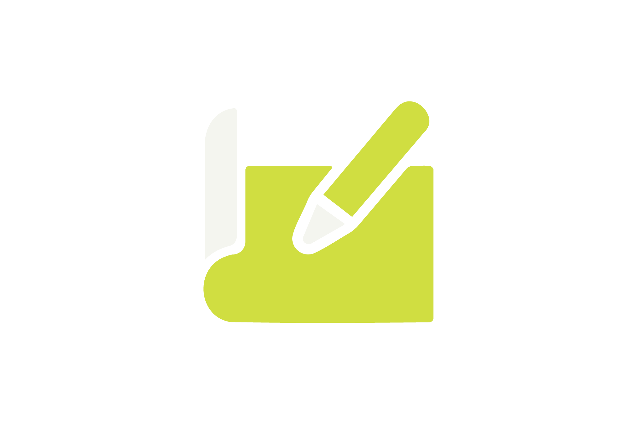 Icon showing a green inkwell, a white feather, and a green pencil.