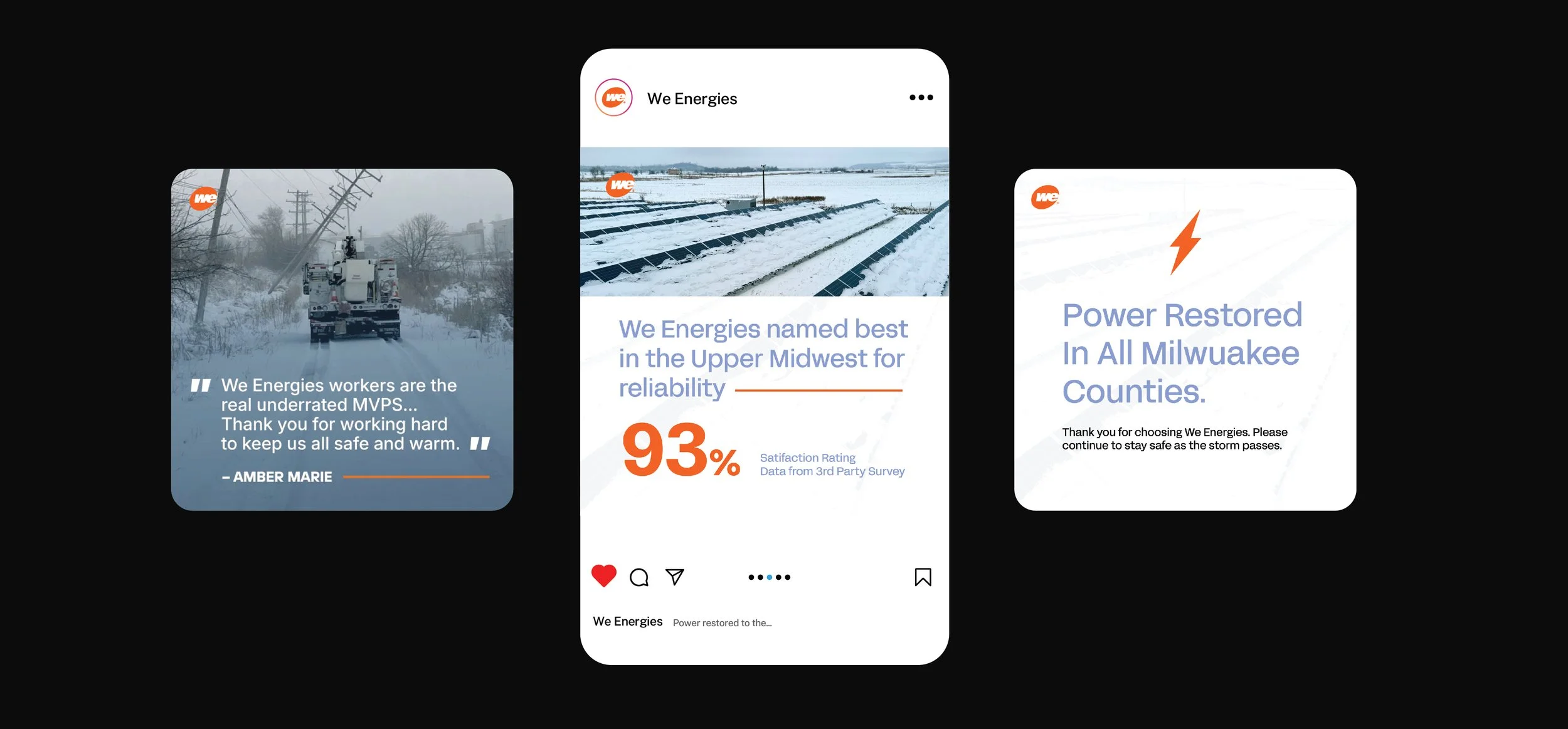 Social Media Series. Post One is a quote card from We Energies I designed against.