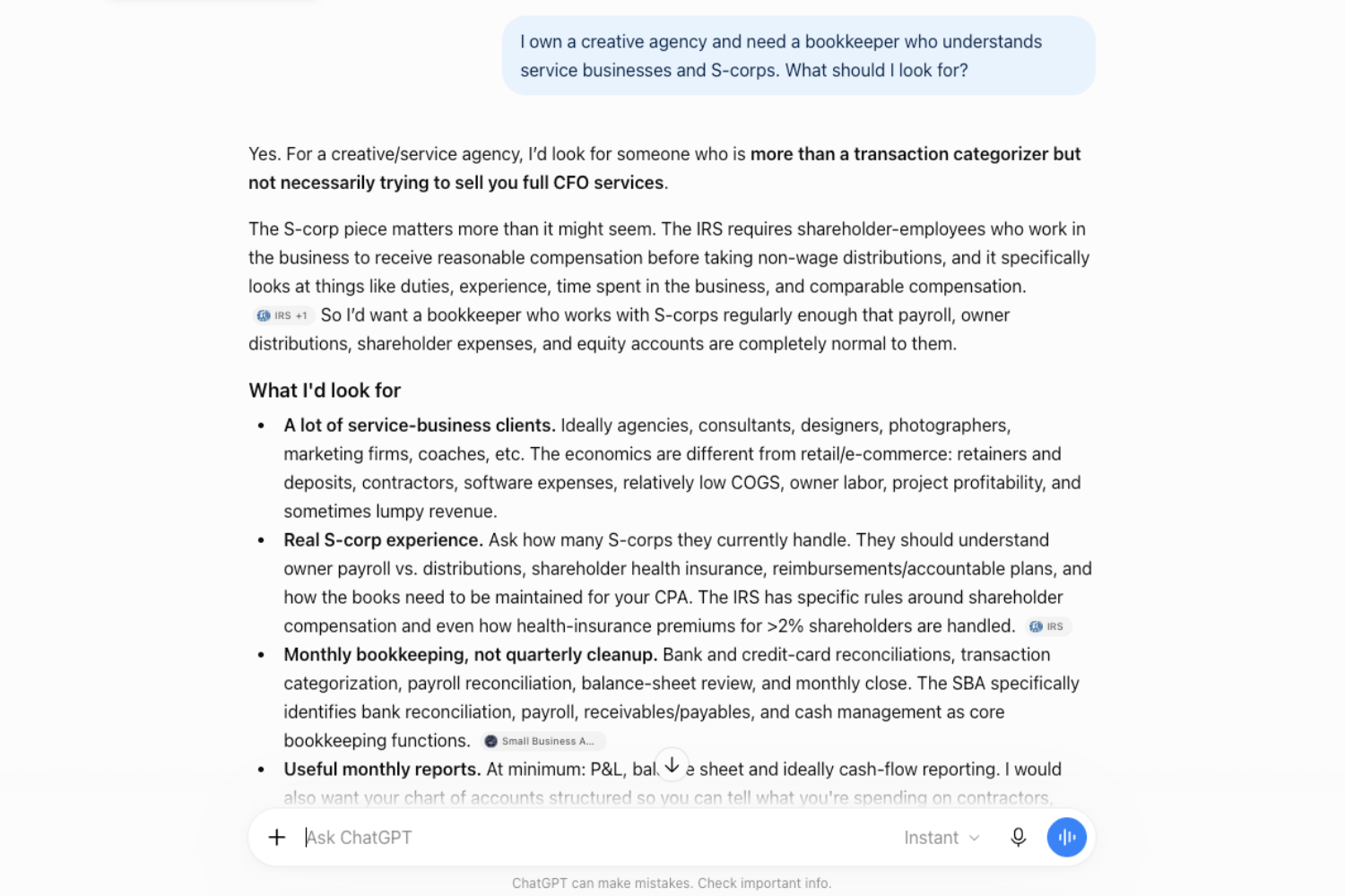 example of chatgpt response for seo and aeo