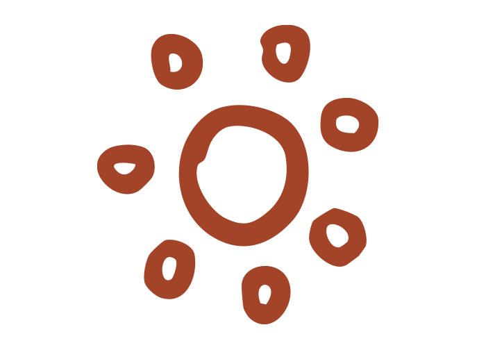Illustration of a coffee cup surrounded by coffee beans.