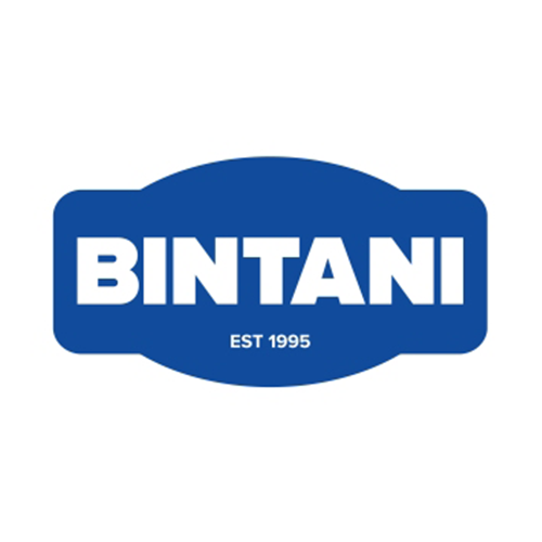 Bintani logo with blue background and white text, EST 1995