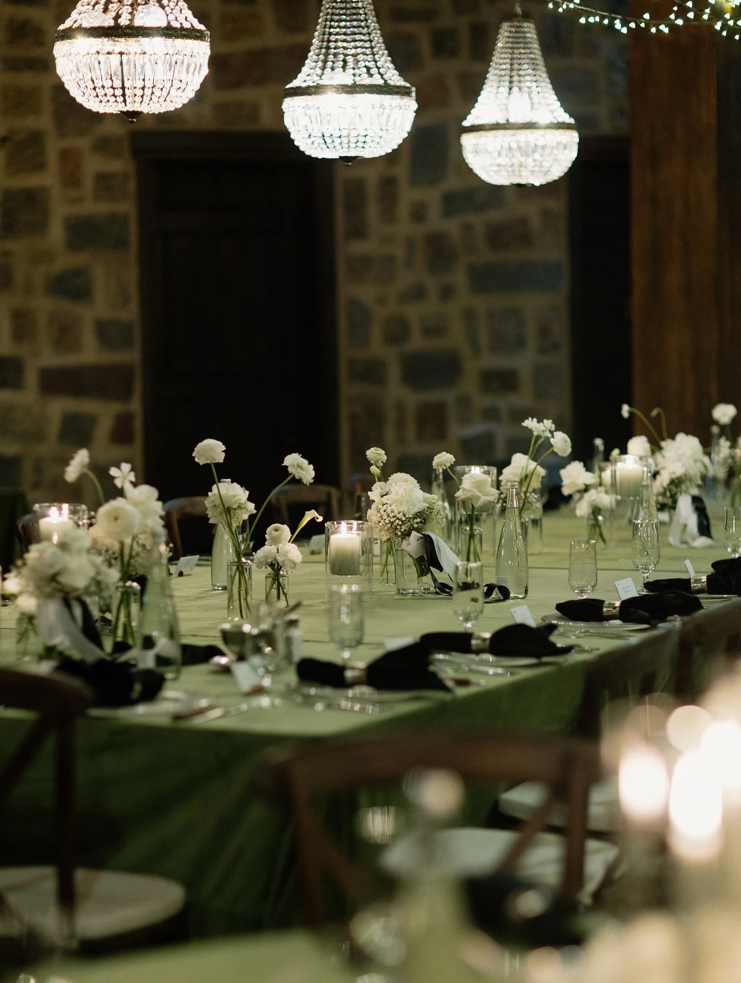 Two black &amp; white weddings back to back this year, but each was so different! I love designing florals unique to each couple. The highlight of this event was definitely the reception, with heavy romance, twinkly lights, chandeliers, bud vases &am