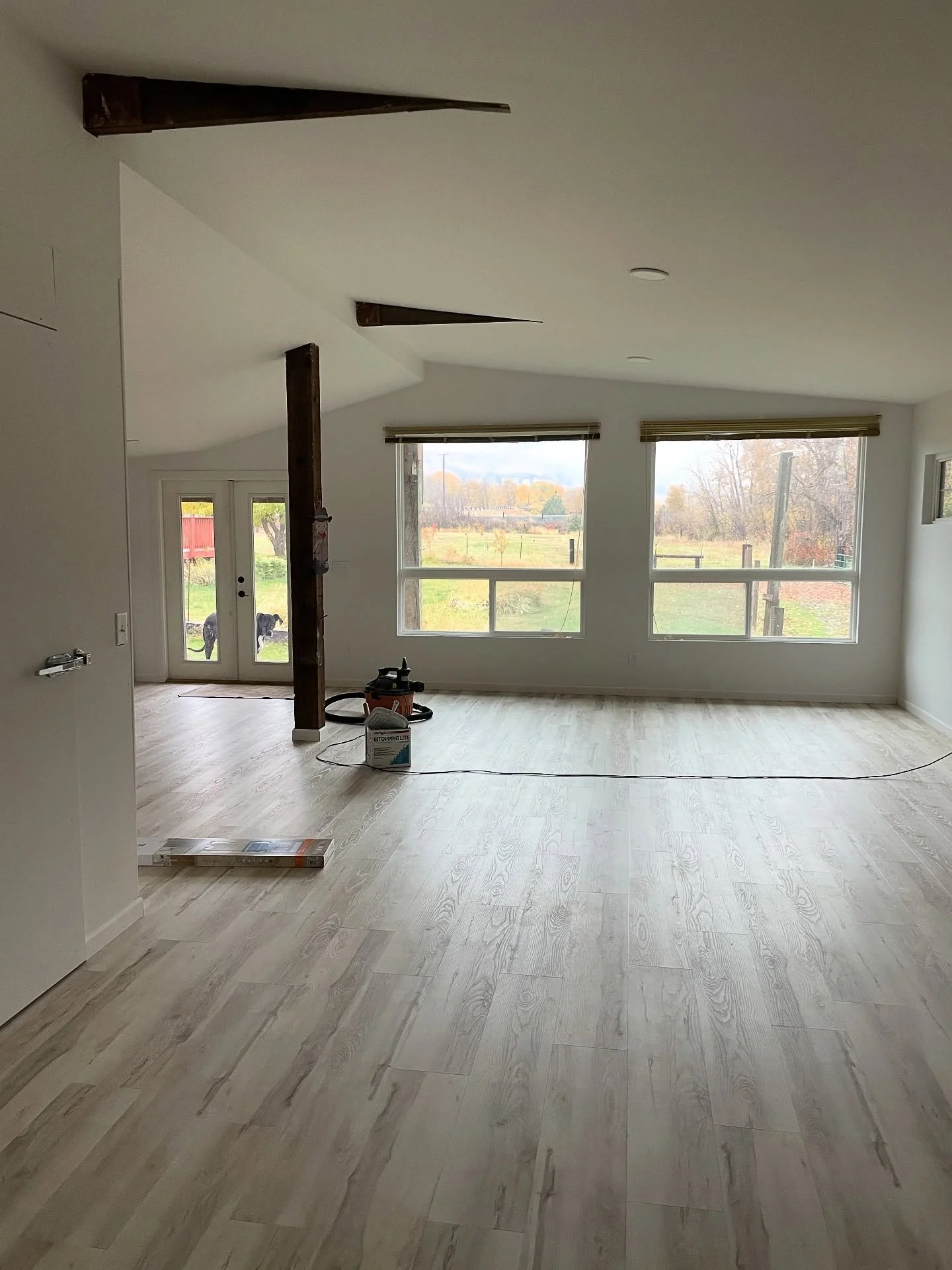 My studio is nearly finished! We bought the property a year and a half ago and my husband &amp; father in law built me a floral studio in the old barn. Paint, flooring &amp; trim went in this week. They&rsquo;re finishing the cooler with a mold resis